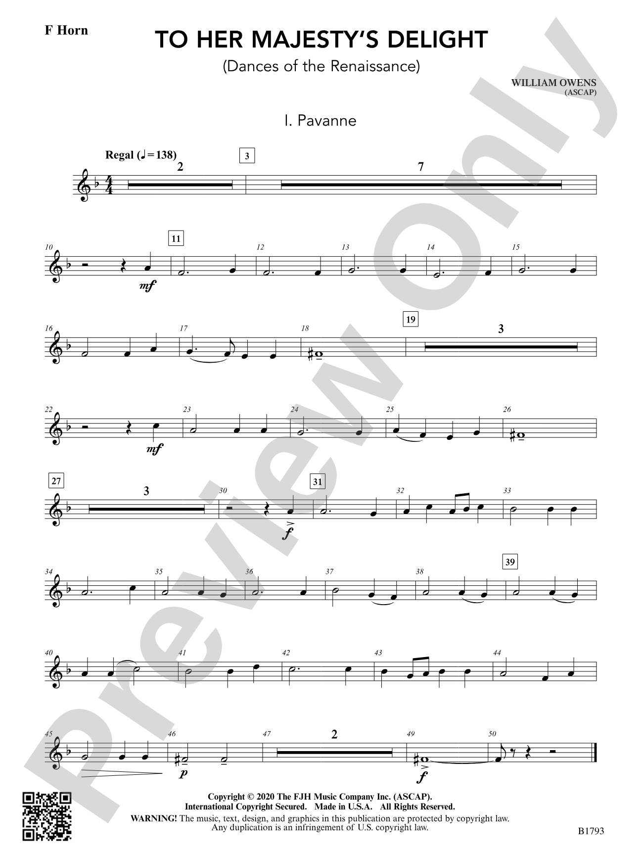 To Her Majesty's Delight: F Horn