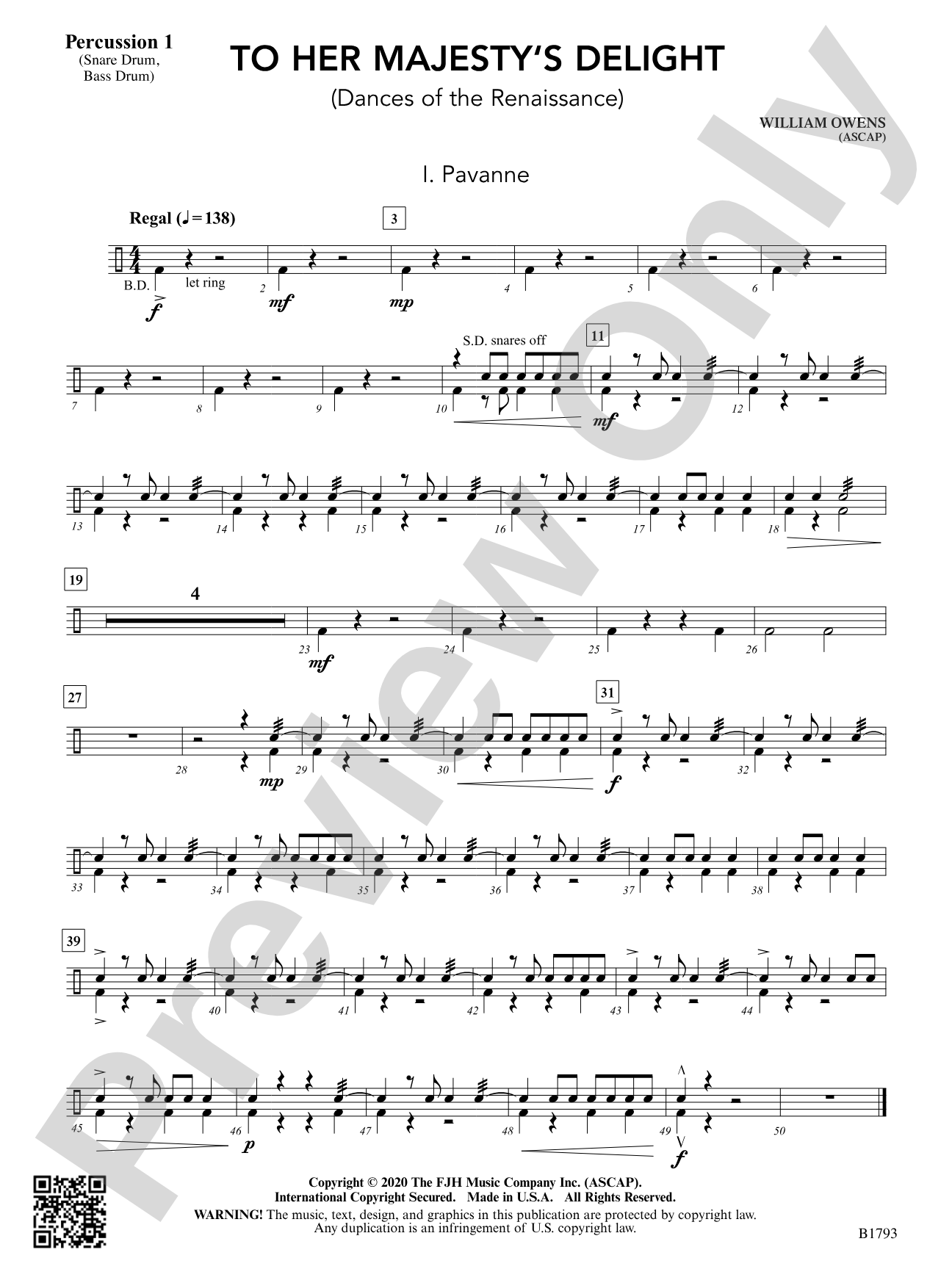 To Her Majesty's Delight: Percussion 1