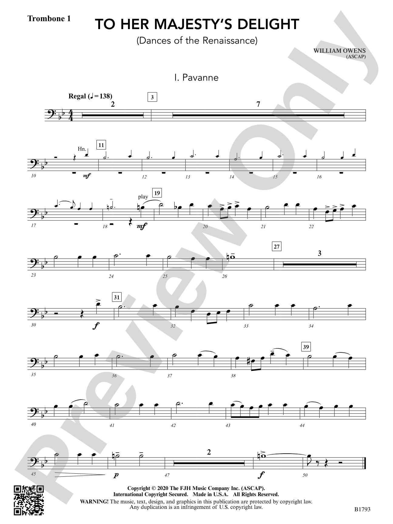 To Her Majesty's Delight: Trombone 1