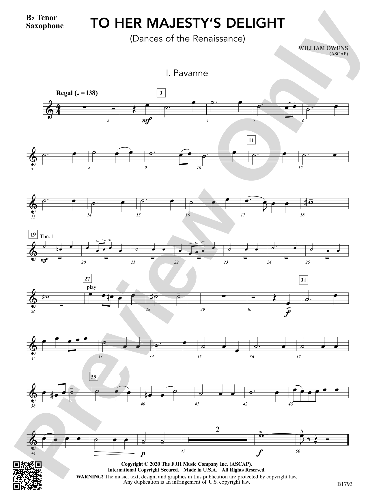 To Her Majesty's Delight: B-flat Tenor Saxophone