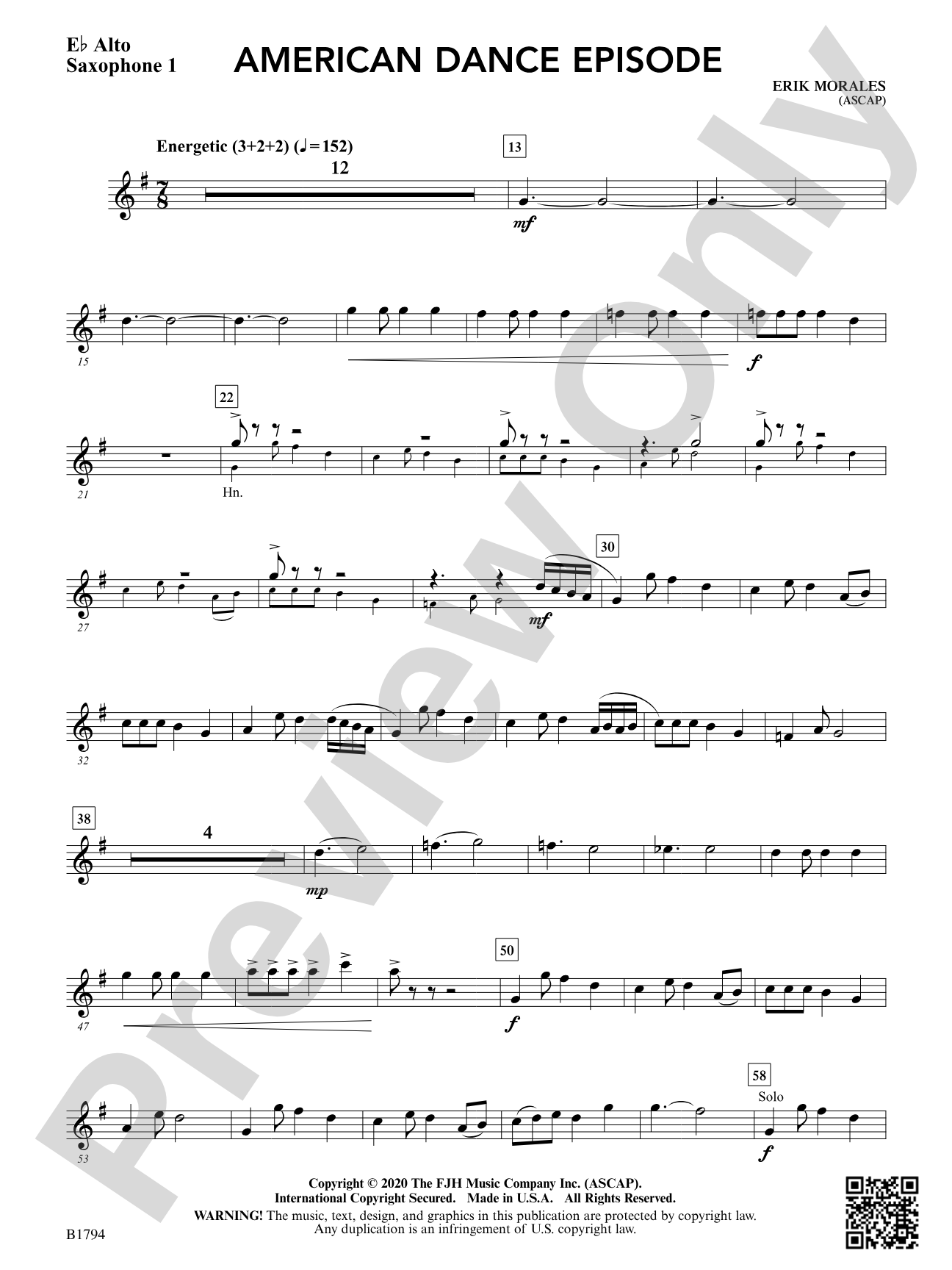 American Dance Episode: E-flat Alto Saxophone 1
