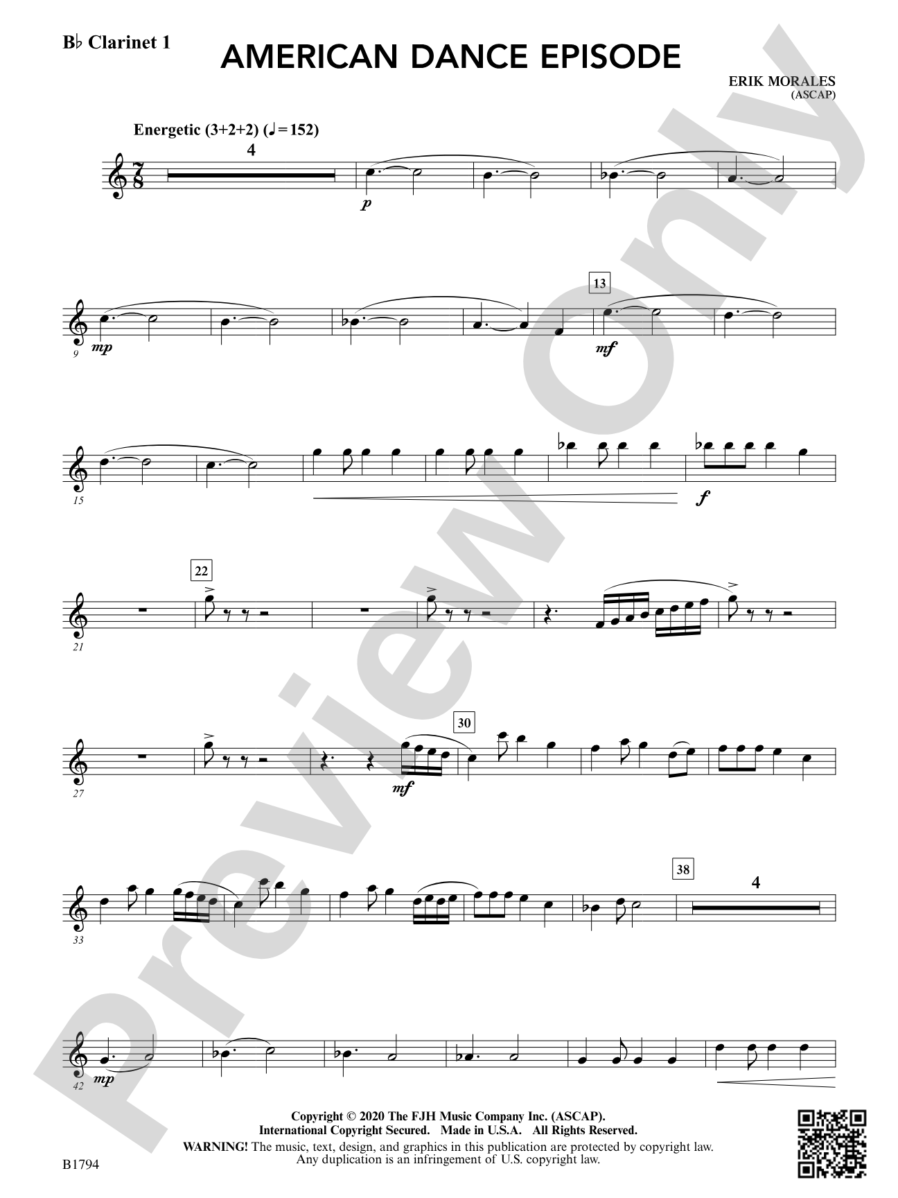 American Dance Episode: B-flat Clarinet 1