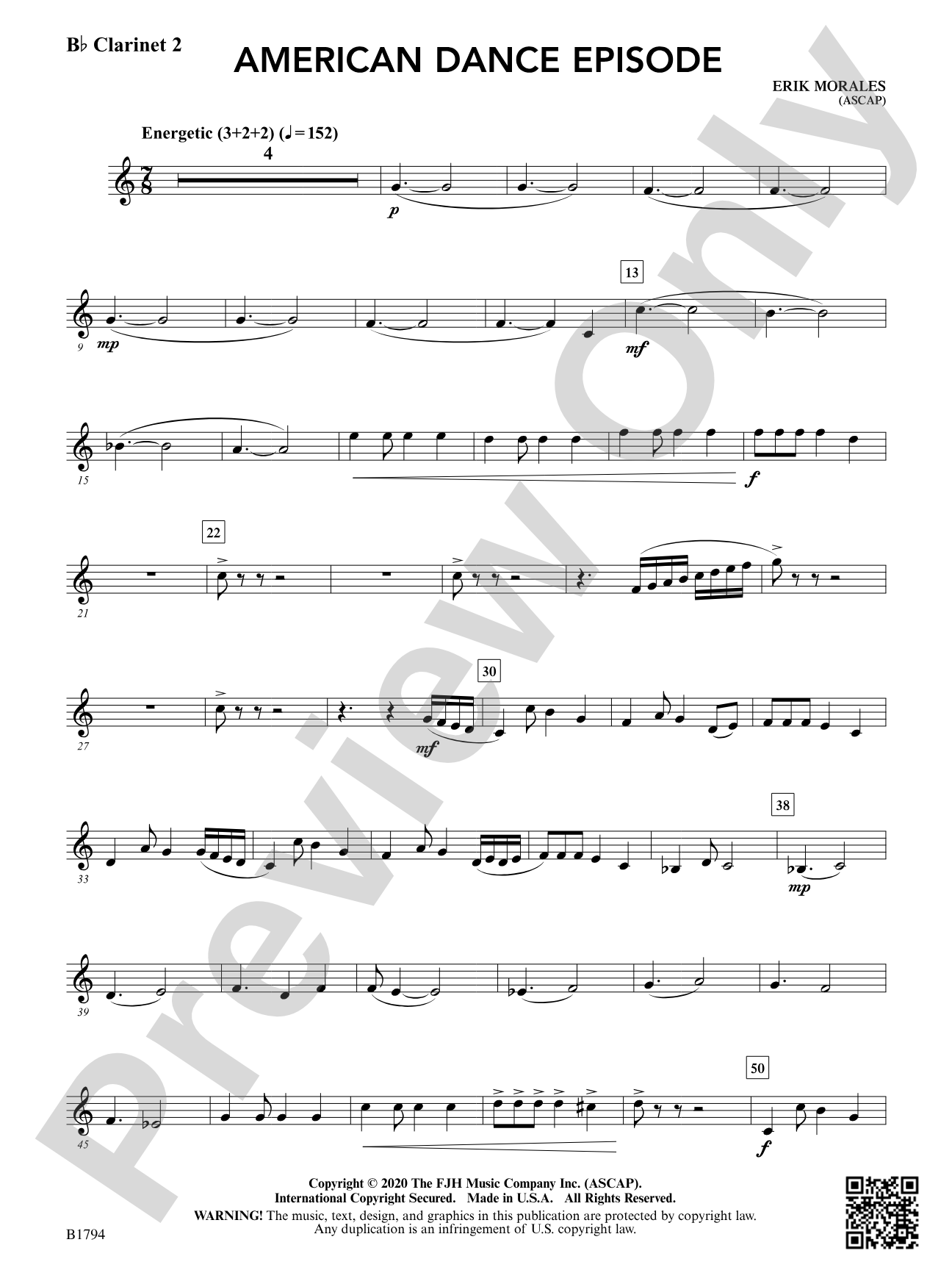 American Dance Episode: B-flat Clarinet 2