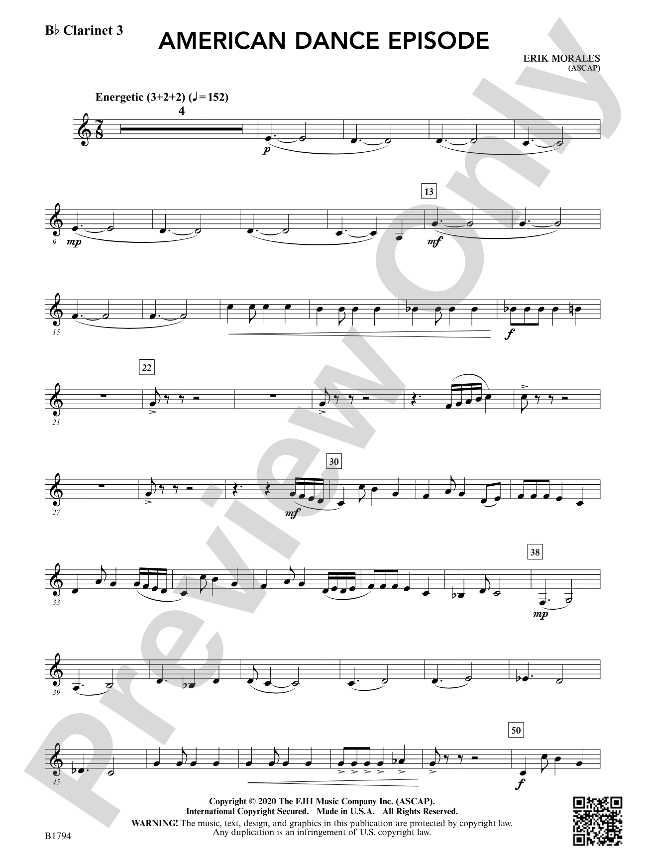 American Dance Episode: B-flat Clarinet 3