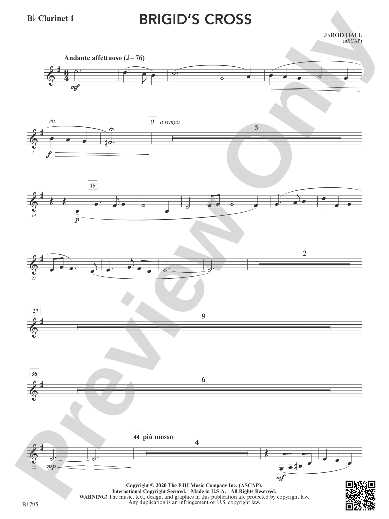 Brigid's Cross: B-flat Clarinet 1