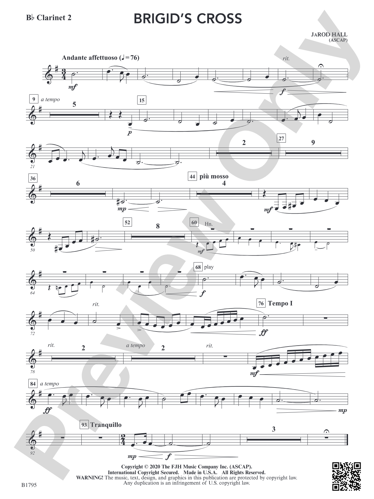 Brigid's Cross: B-flat Clarinet 2