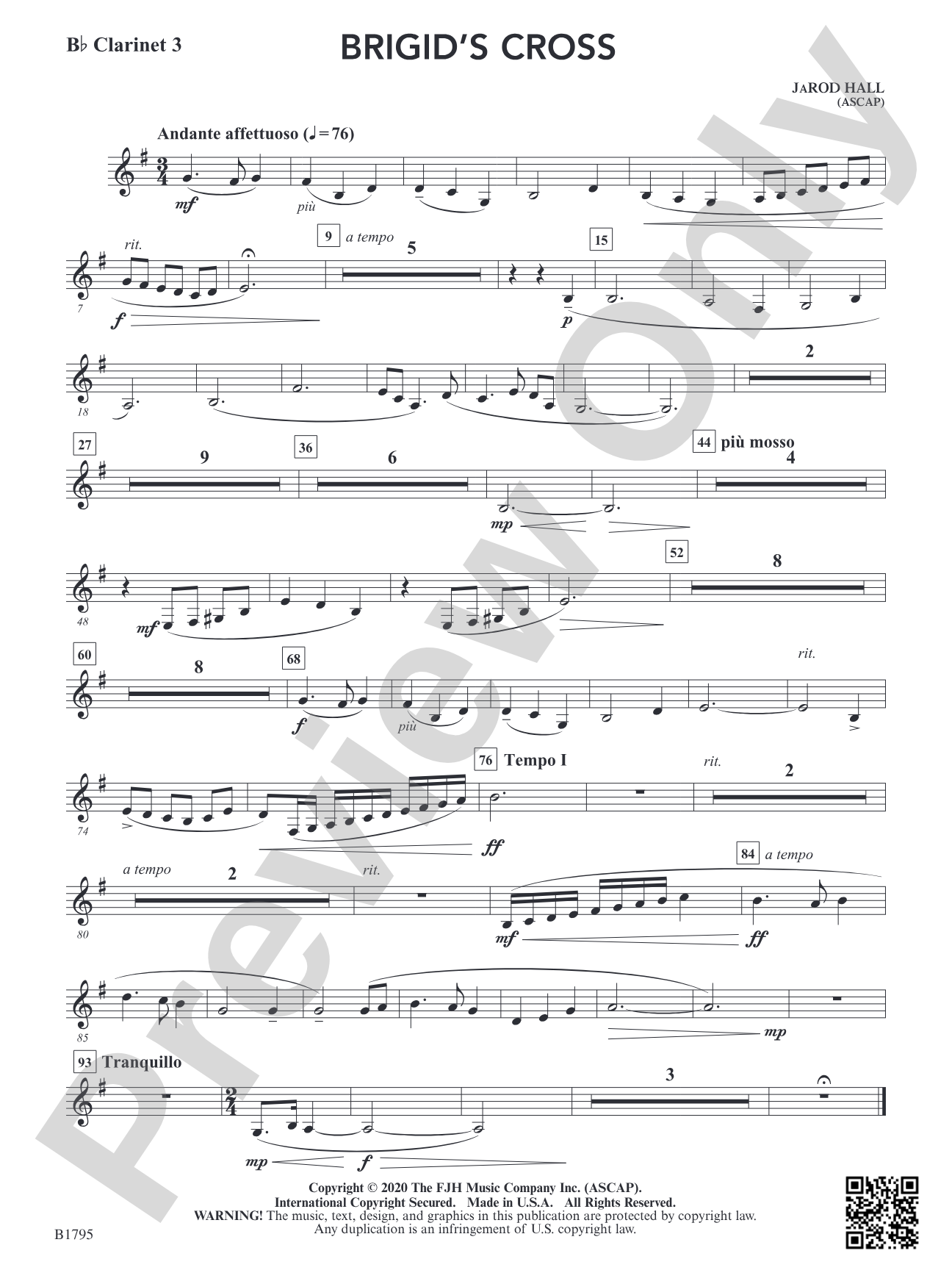 Brigid's Cross: B-flat Clarinet 3