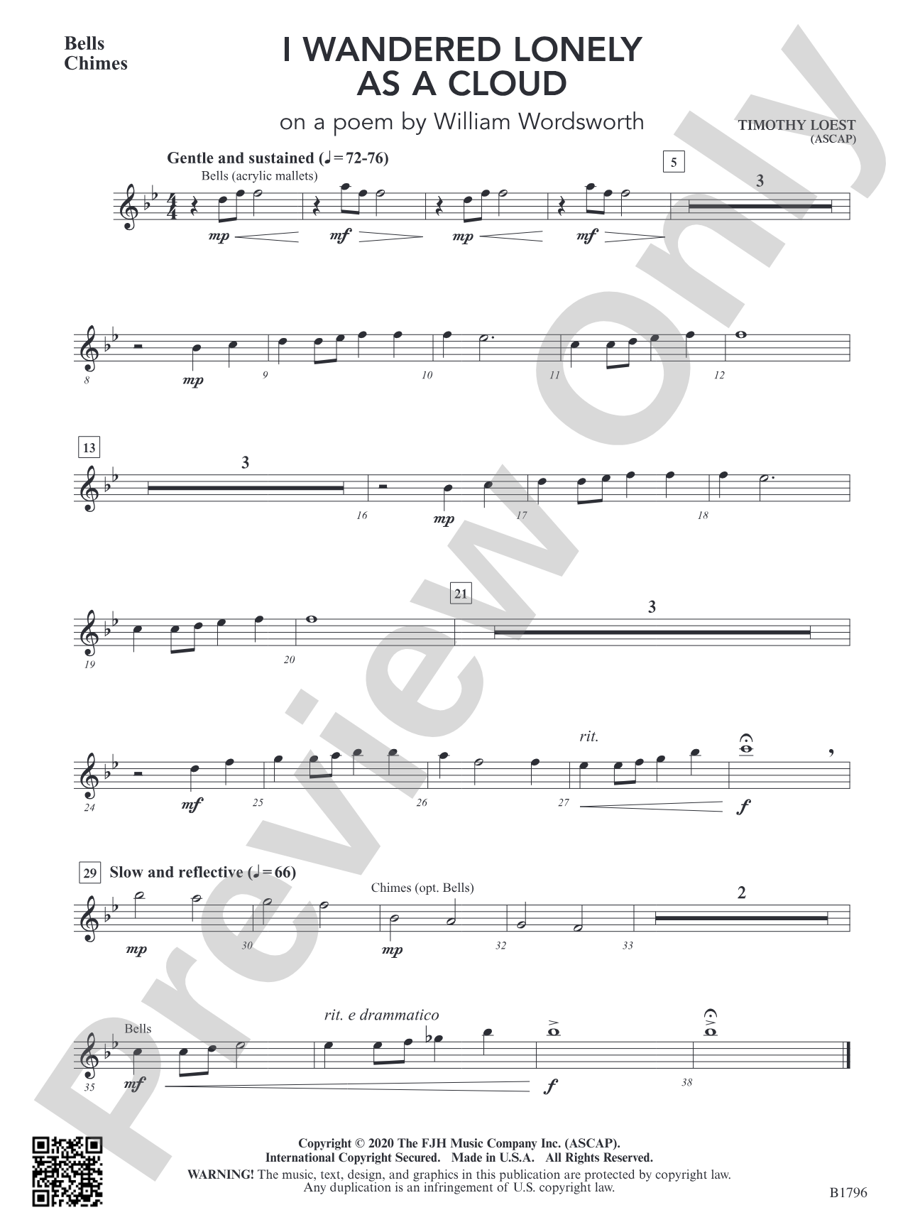 I Wandered Lonely as a Cloud (on a poem by William Wordsworth): Bells /Chimes