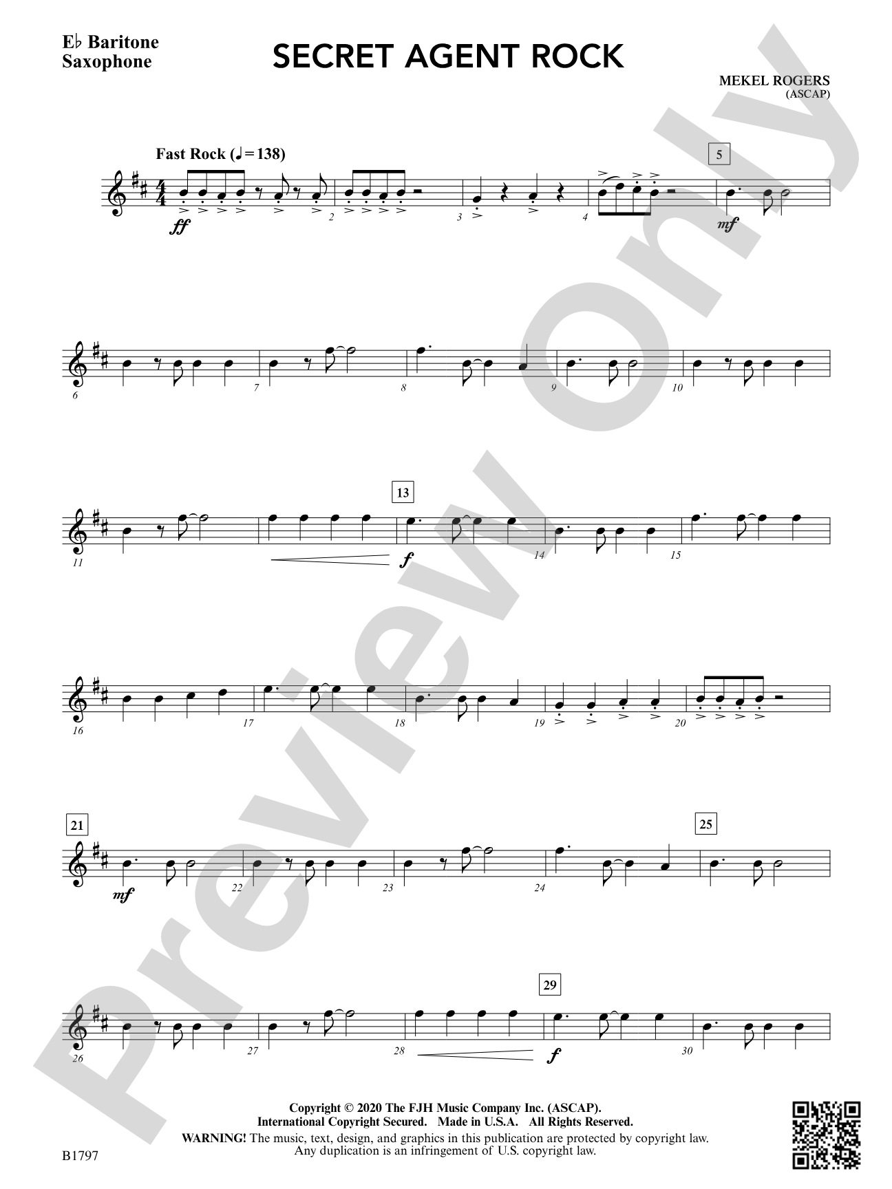 Secret Agent Rock: E-flat Baritone Saxophone