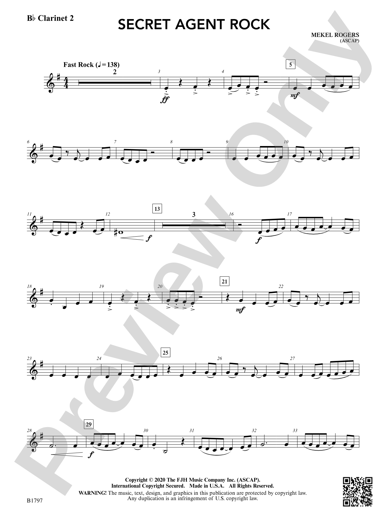 Secret Agent Rock: B-flat Clarinet 2