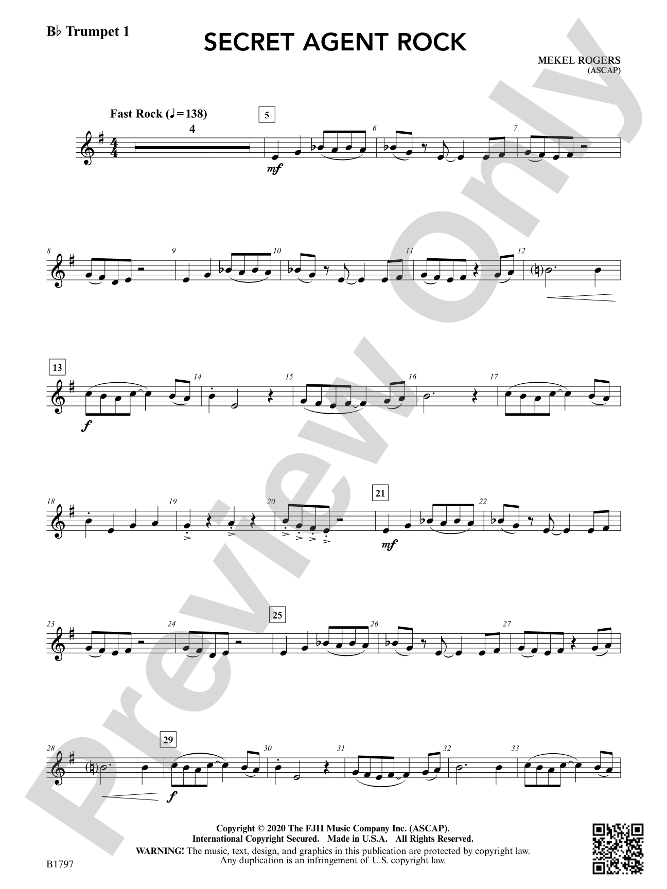 Secret Agent Rock: B-flat Trumpet 1