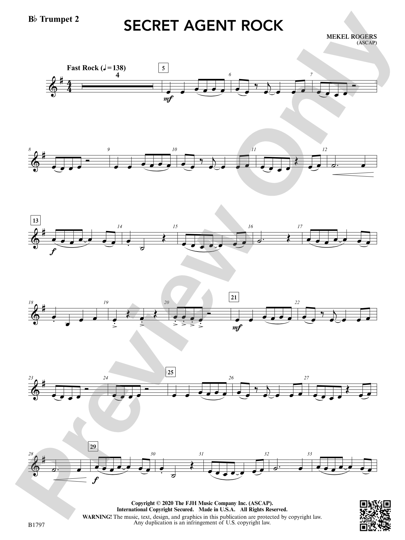 Secret Agent Rock: B-flat Trumpet 2