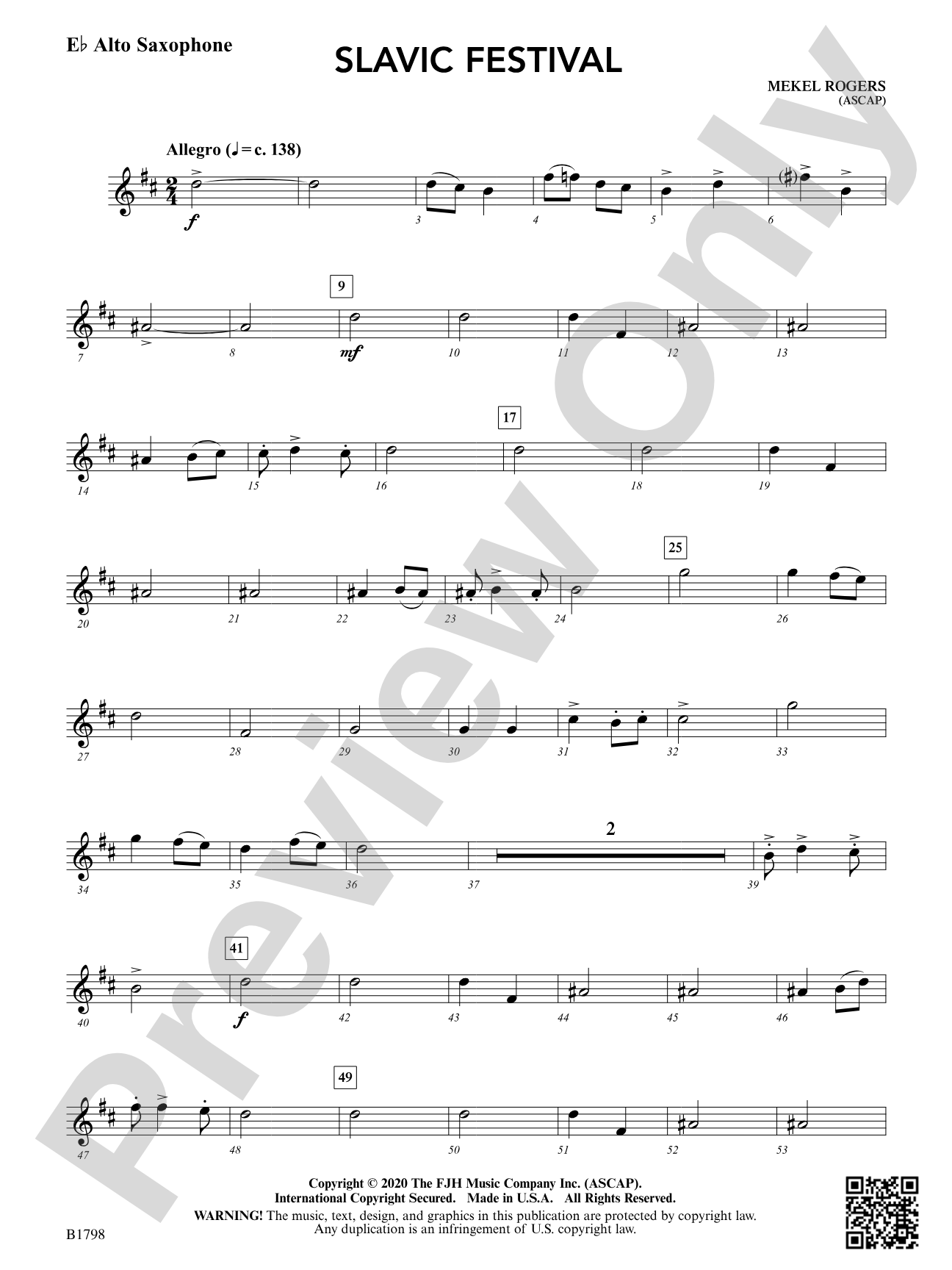 Slavic Festival: E-flat Alto Saxophone