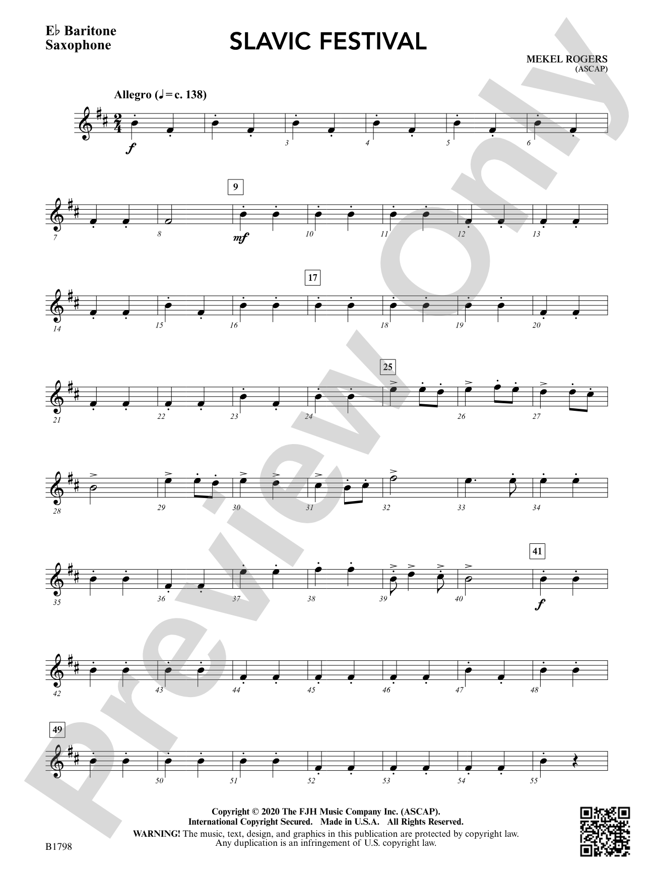 Slavic Festival: E-flat Baritone Saxophone