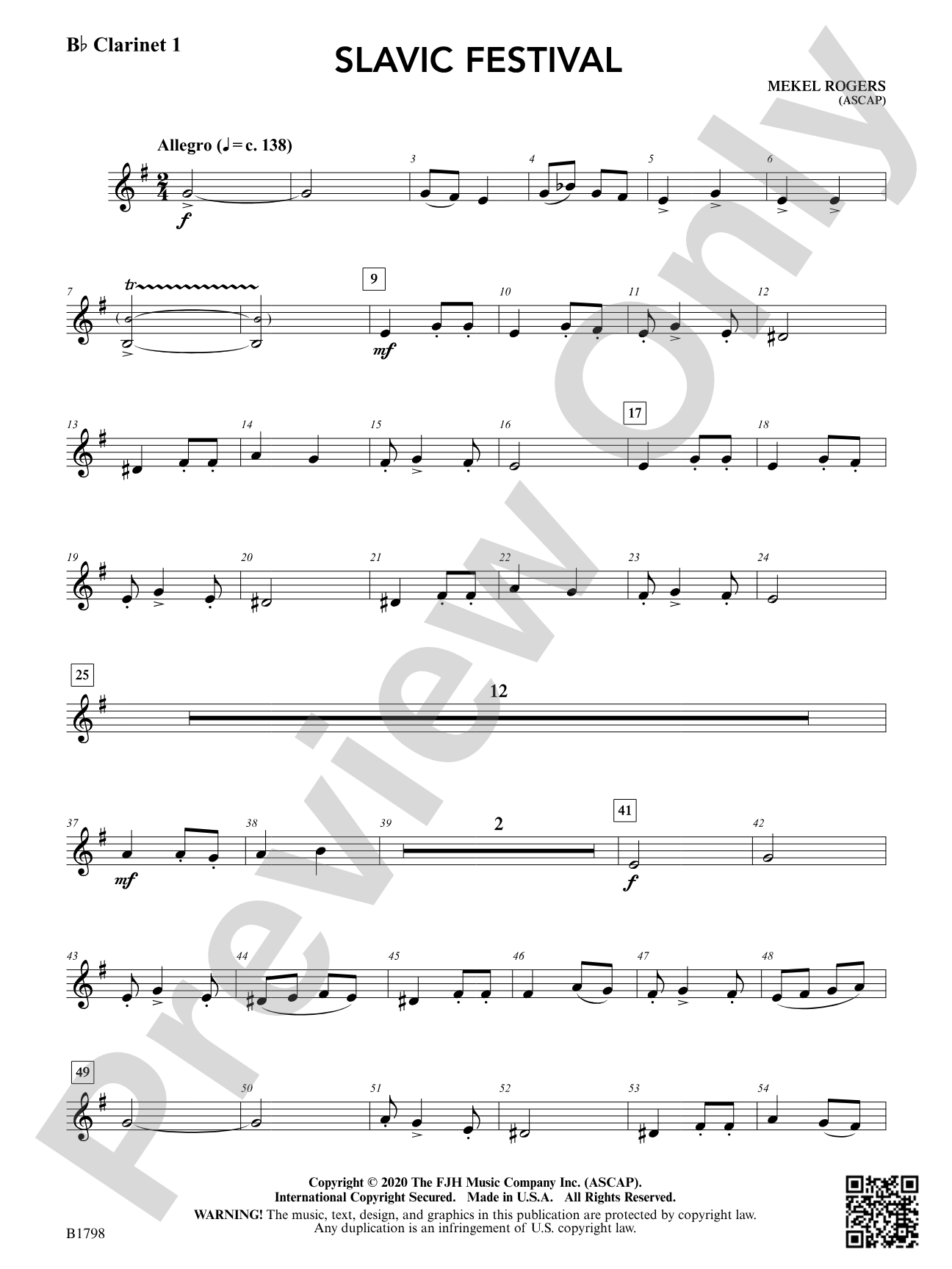 Slavic Festival: B-flat Clarinet 1