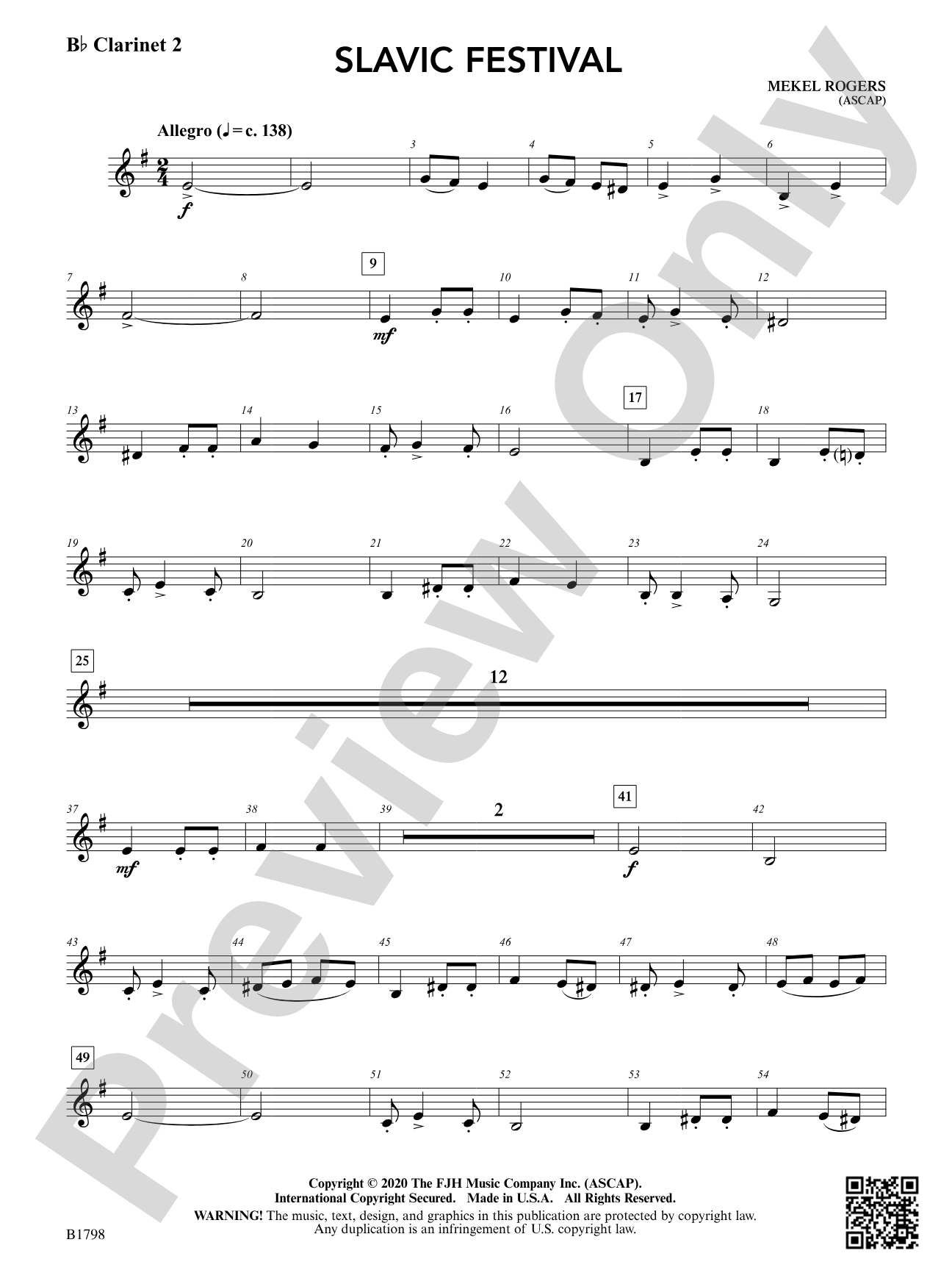 Slavic Festival: B-flat Clarinet 2