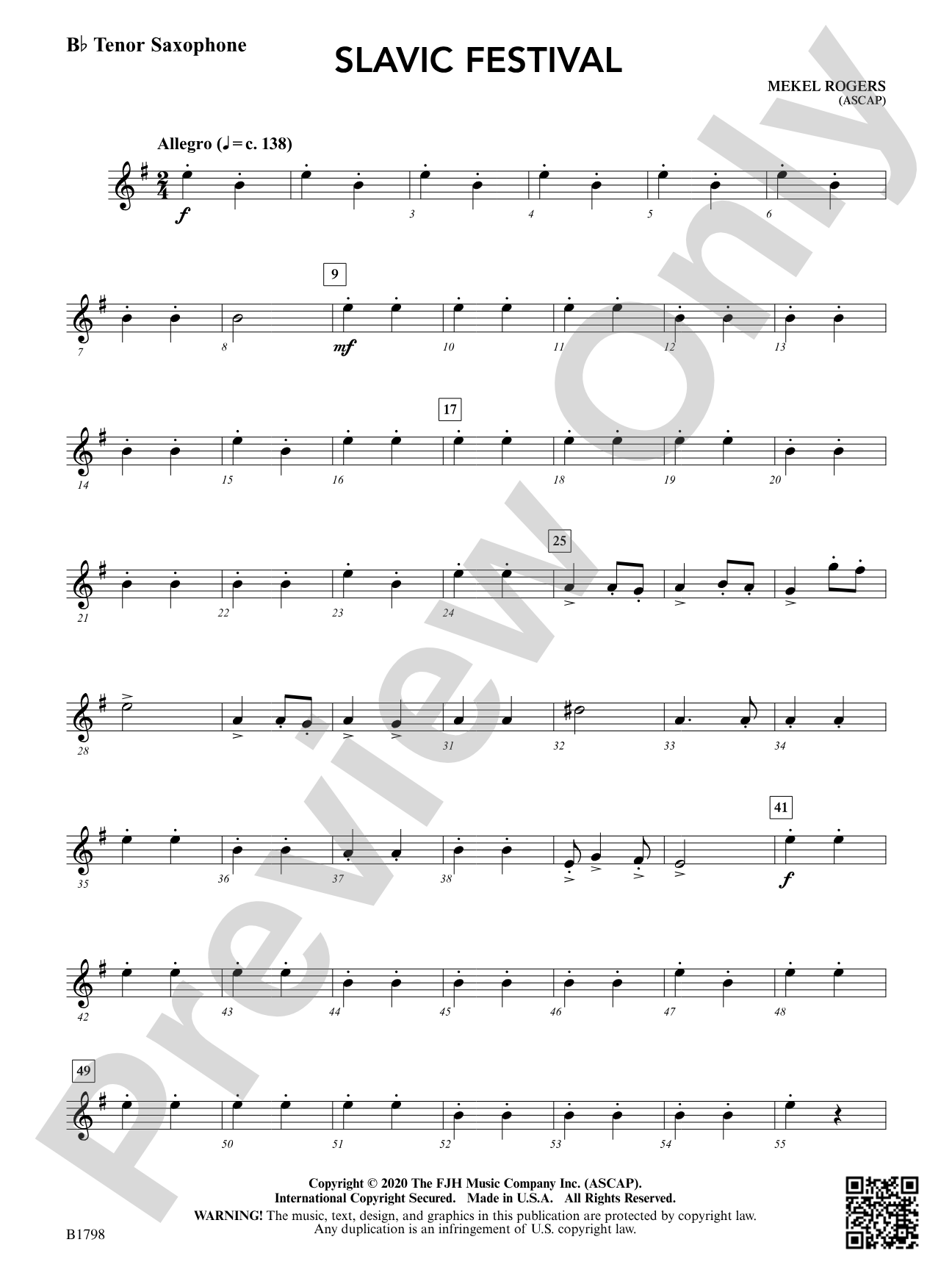 Slavic Festival: B-flat Tenor Saxophone