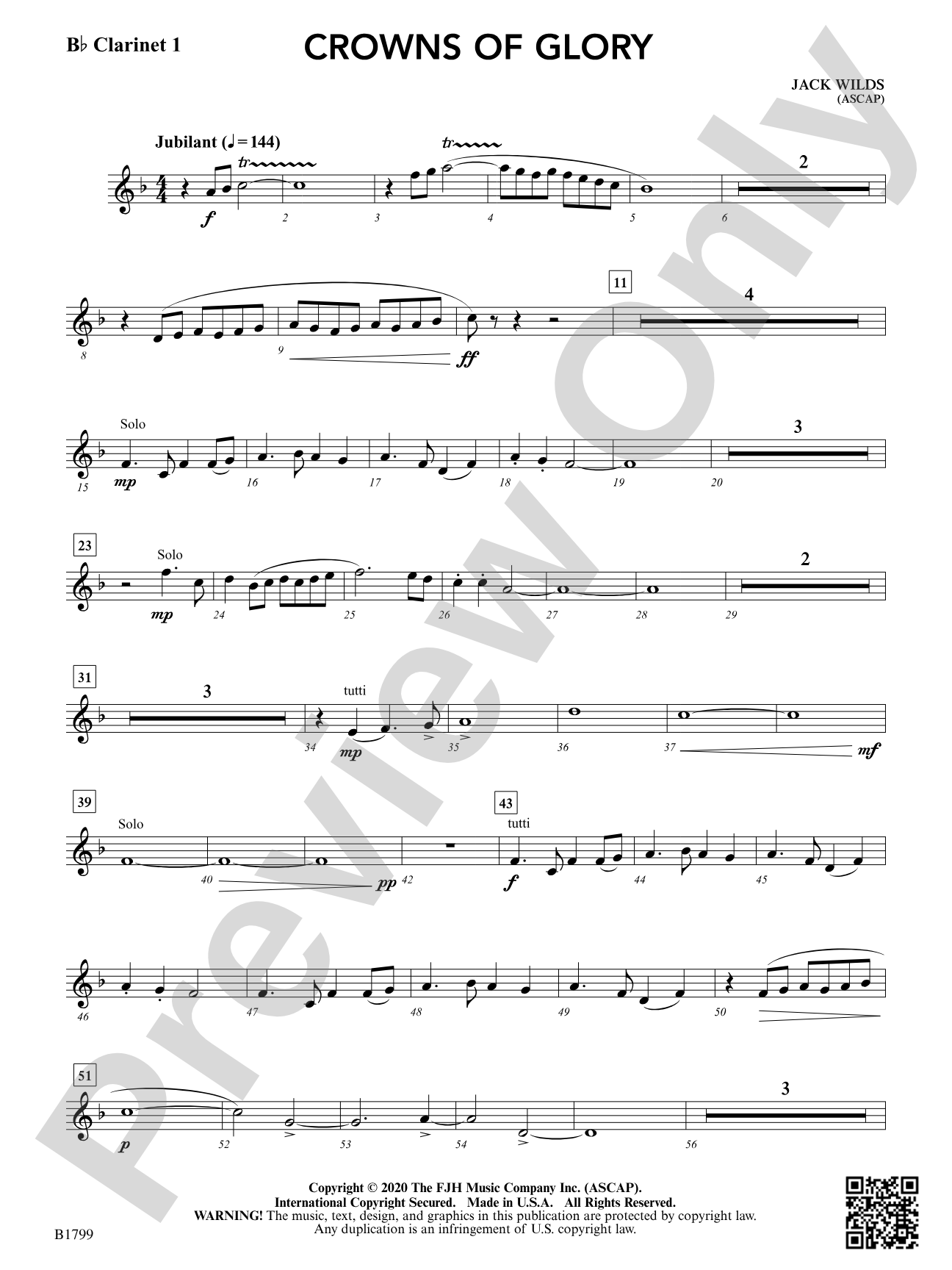 Crowns of Glory: B-flat Clarinet 1