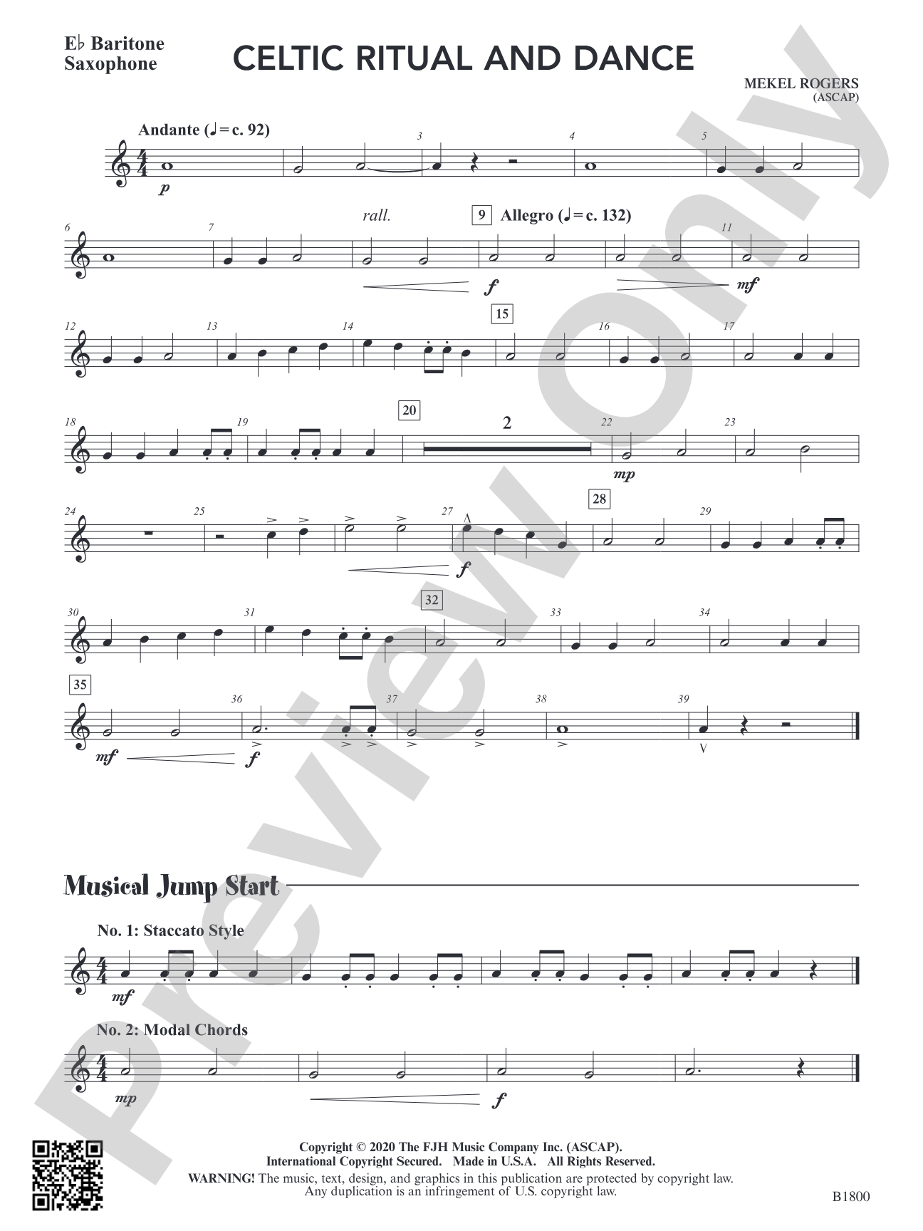 Celtic Ritual and Dance: E-flat Baritone Saxophone