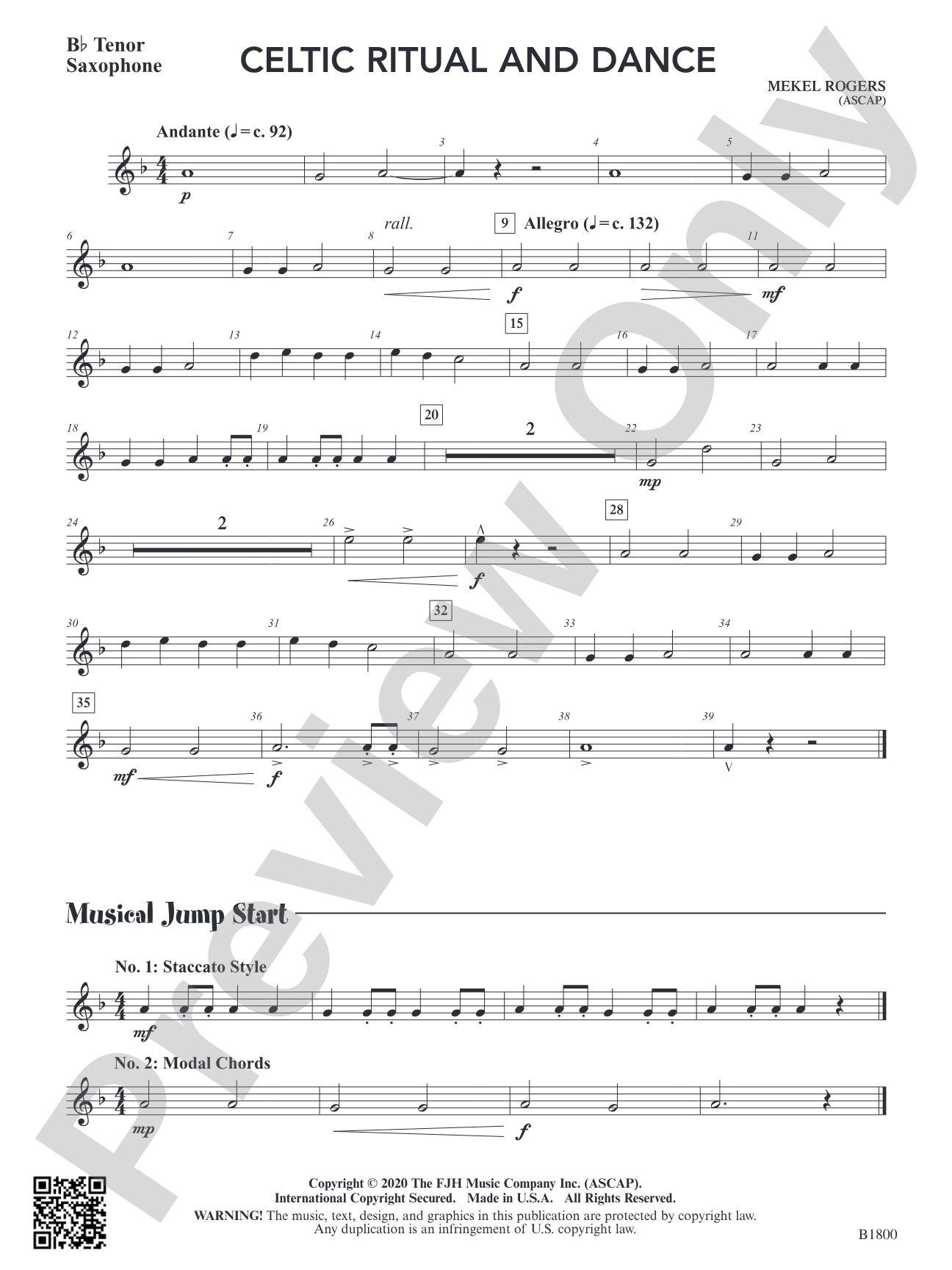 Celtic Ritual and Dance: B-flat Tenor Saxophone