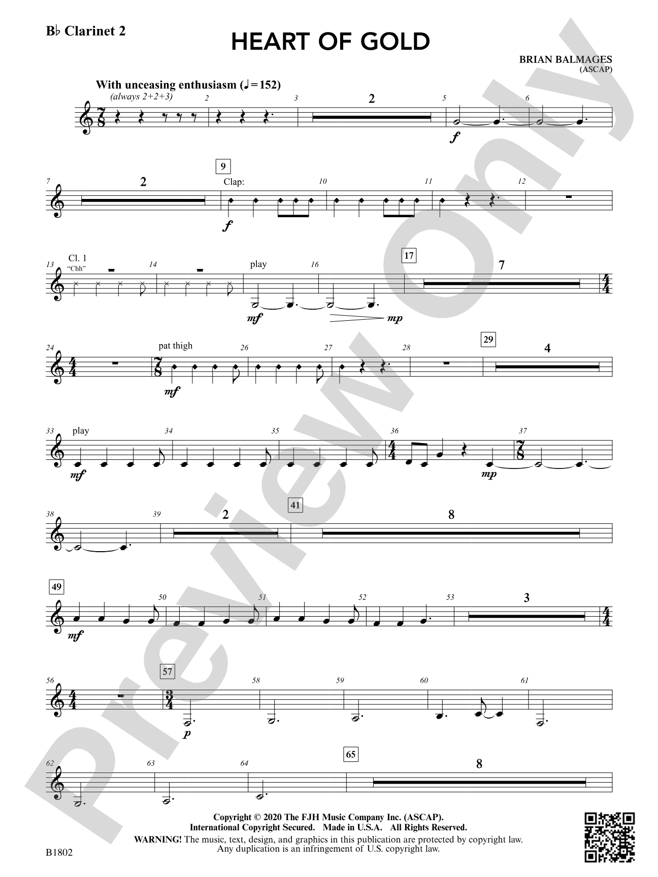 Heart of Gold: B-flat Clarinet 2