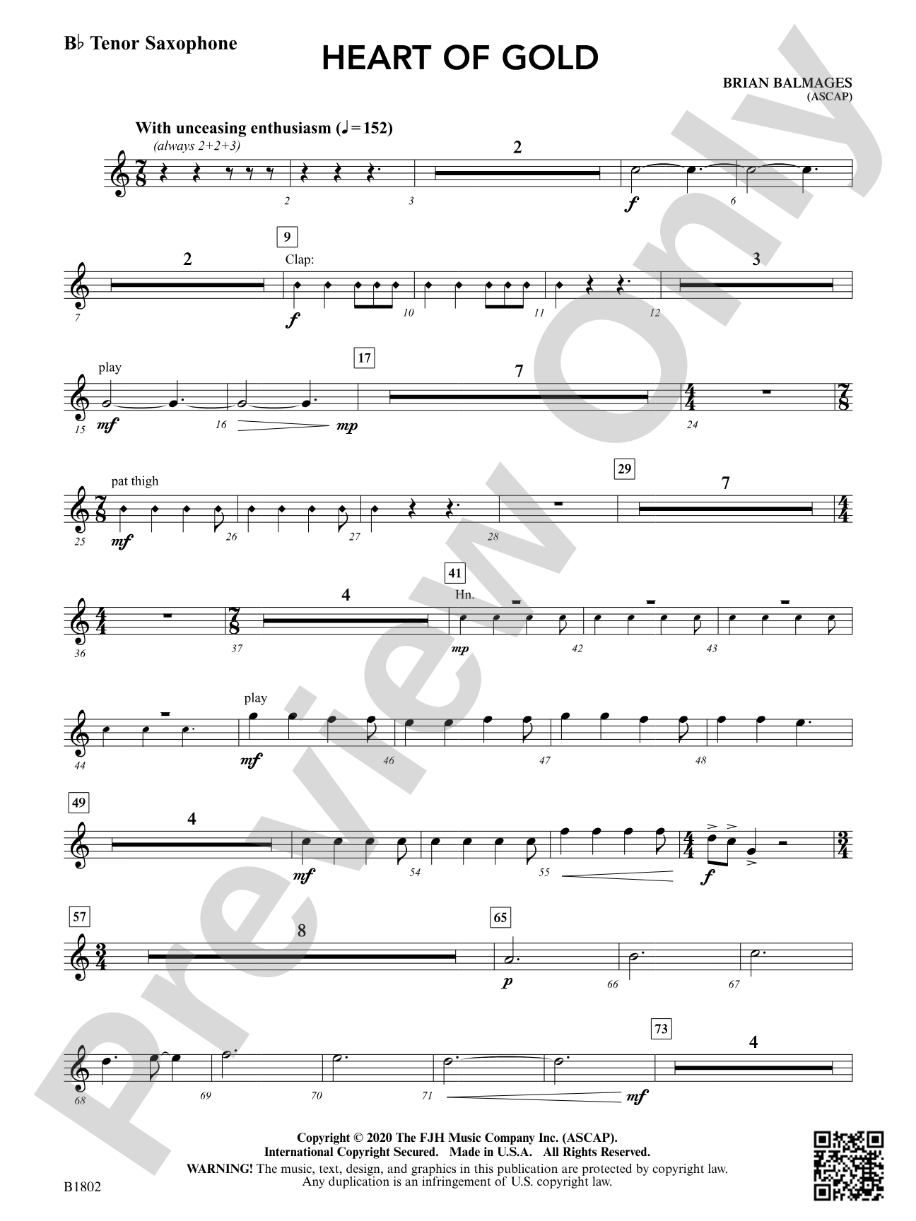 Heart of Gold: B-flat Tenor Saxophone