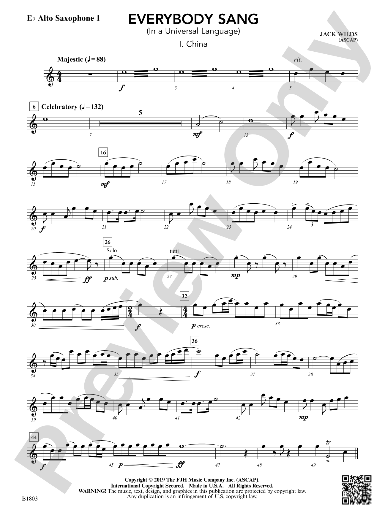Everybody Sang (In a Universal Language): E-flat Alto Saxophone 1