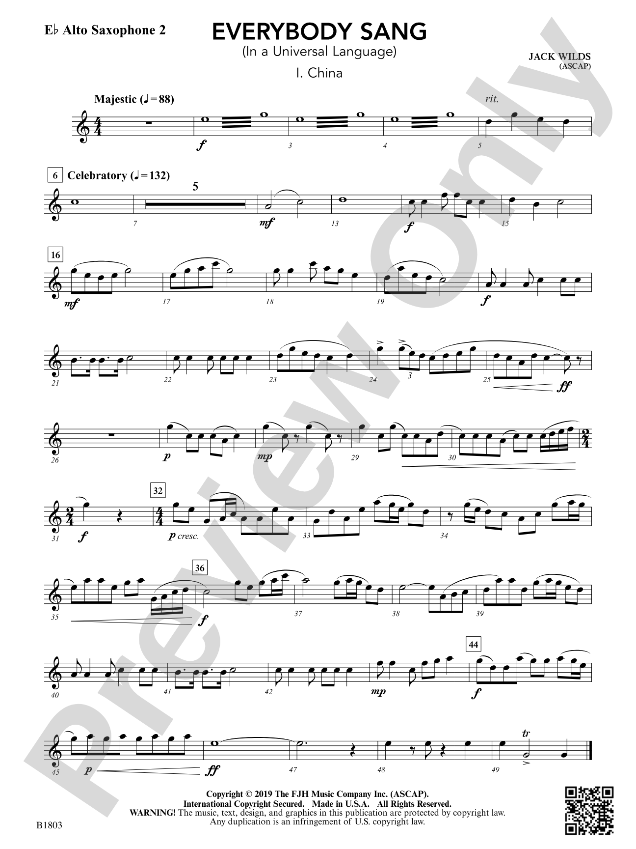 Everybody Sang (In a Universal Language): E-flat Alto Saxophone 2