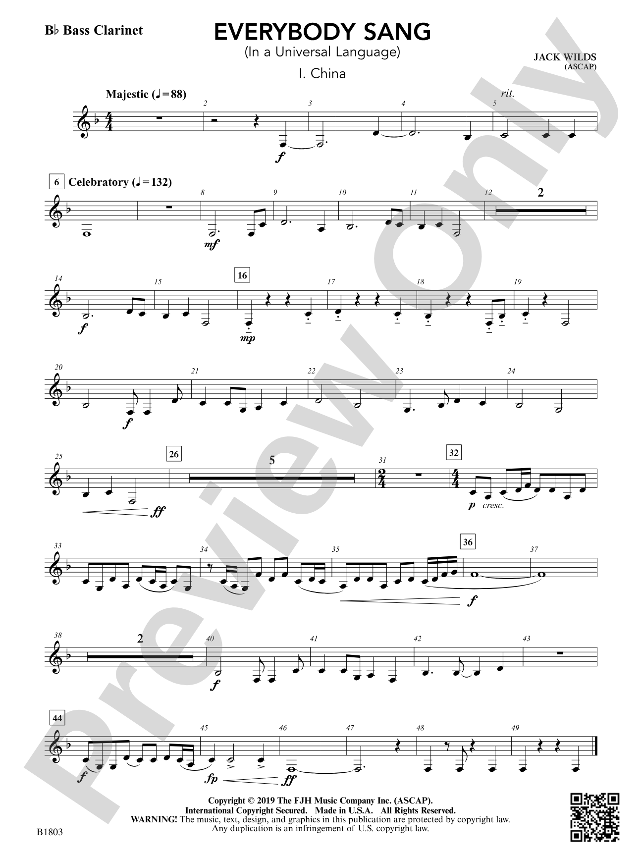 Everybody Sang (In a Universal Language): B-flat Bass Clarinet