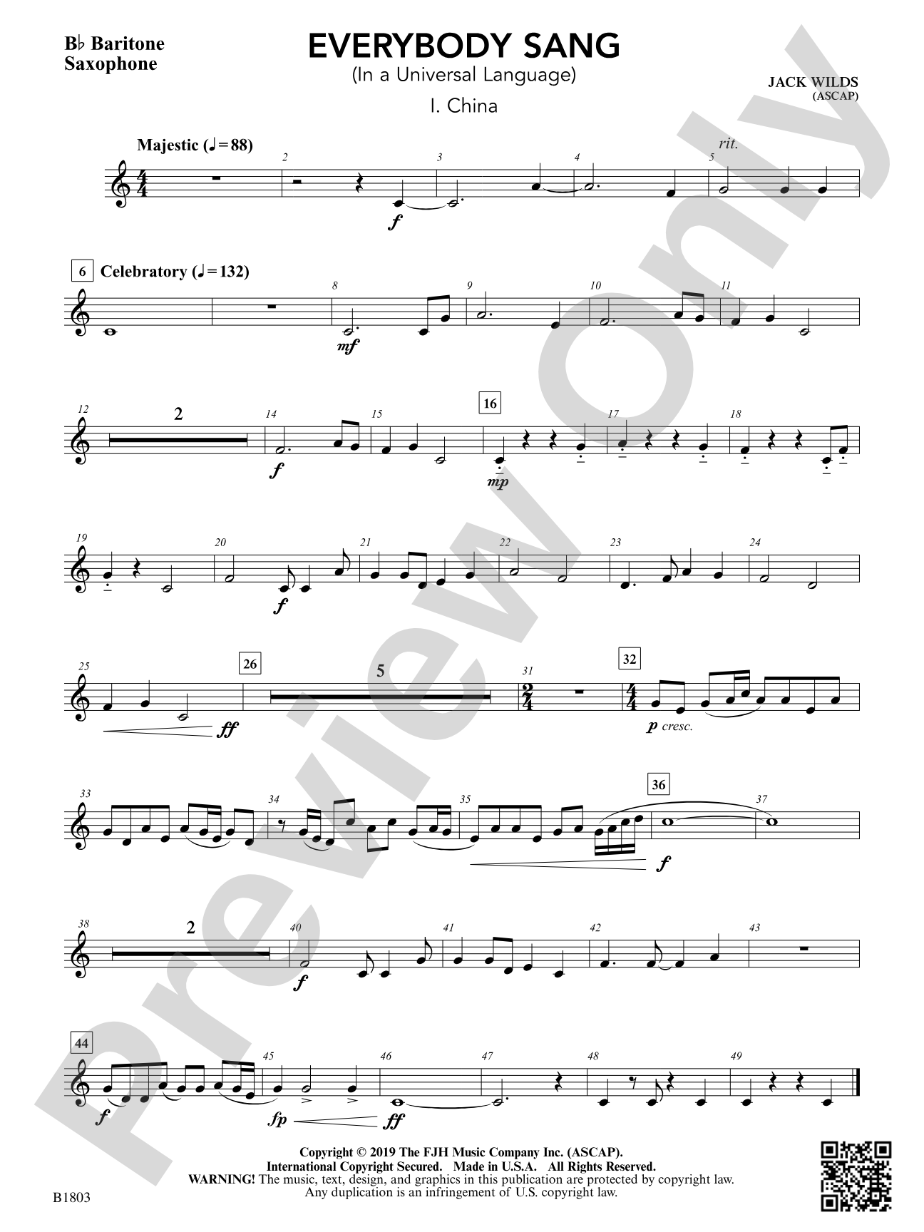 Everybody Sang (In a Universal Language): E-flat Baritone Saxophone