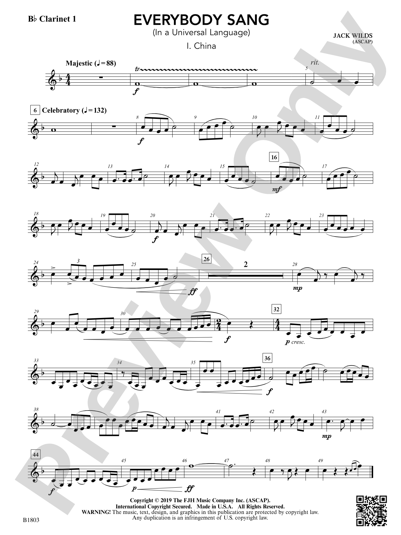 Everybody Sang (In a Universal Language): B-flat Clarinet 1