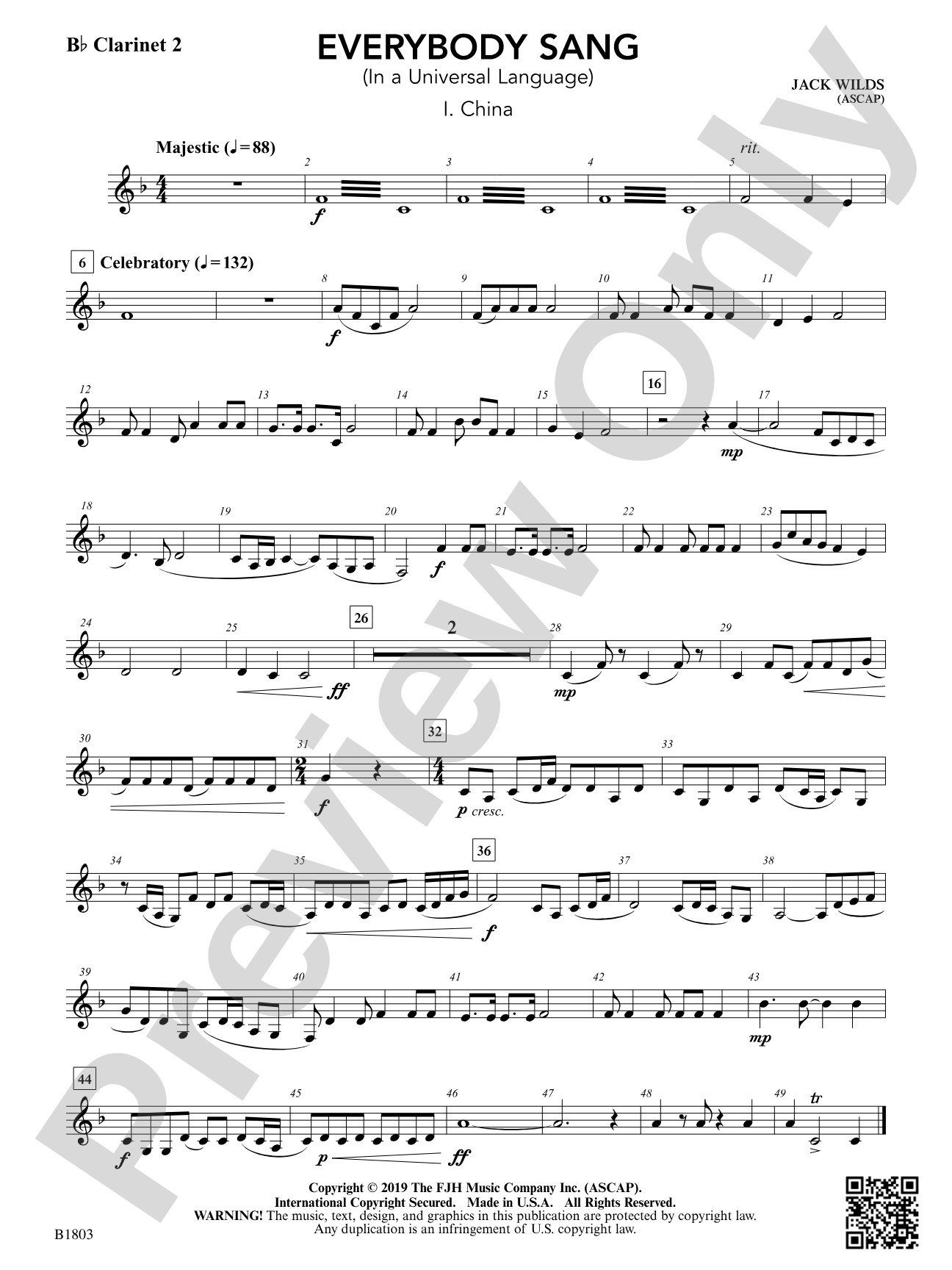 Everybody Sang (In a Universal Language): B-flat Clarinet 2