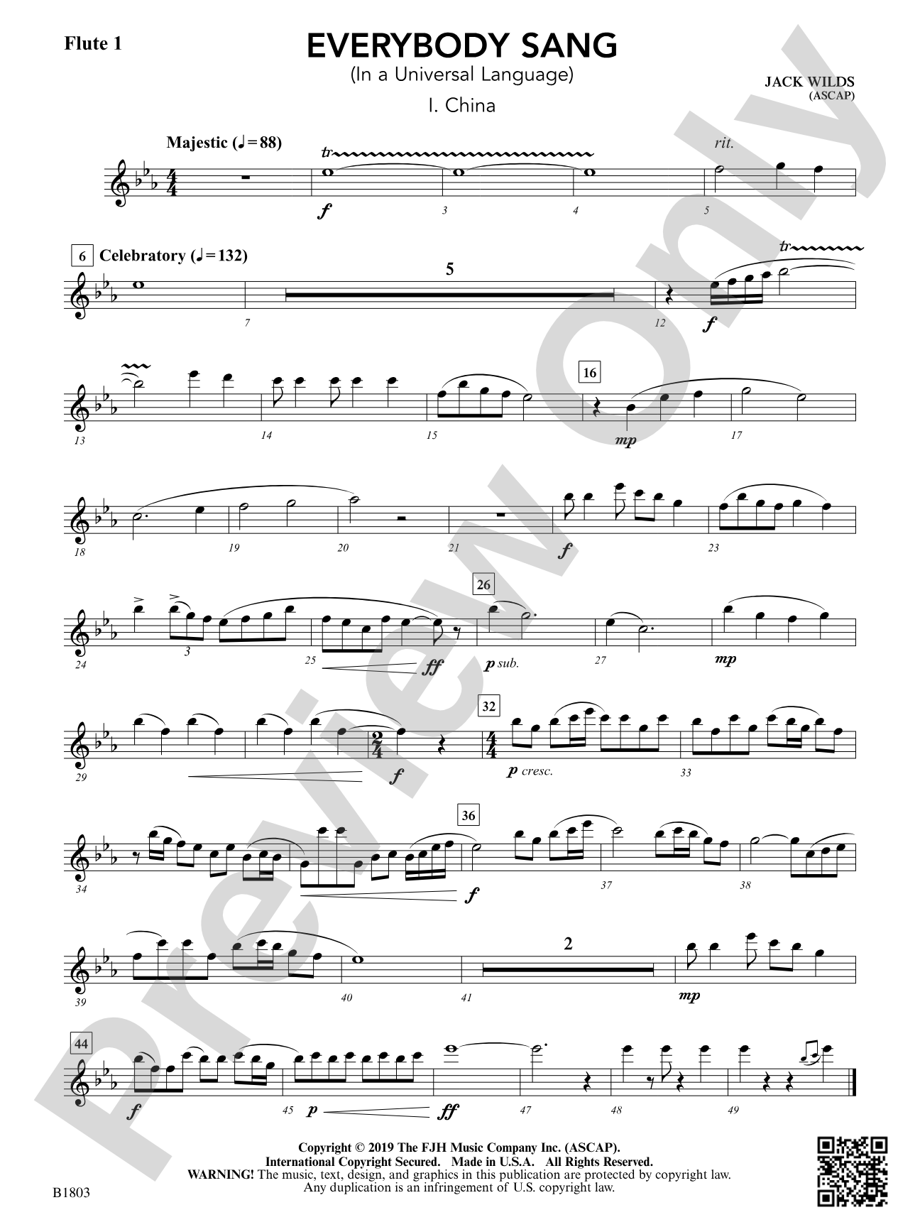 Everybody Sang (In a Universal Language): Flute 1