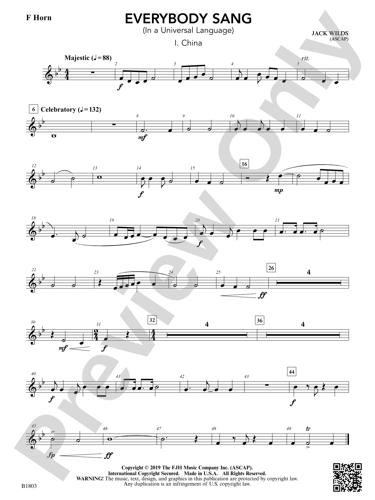 Everybody Sang (In a Universal Language): F Horn