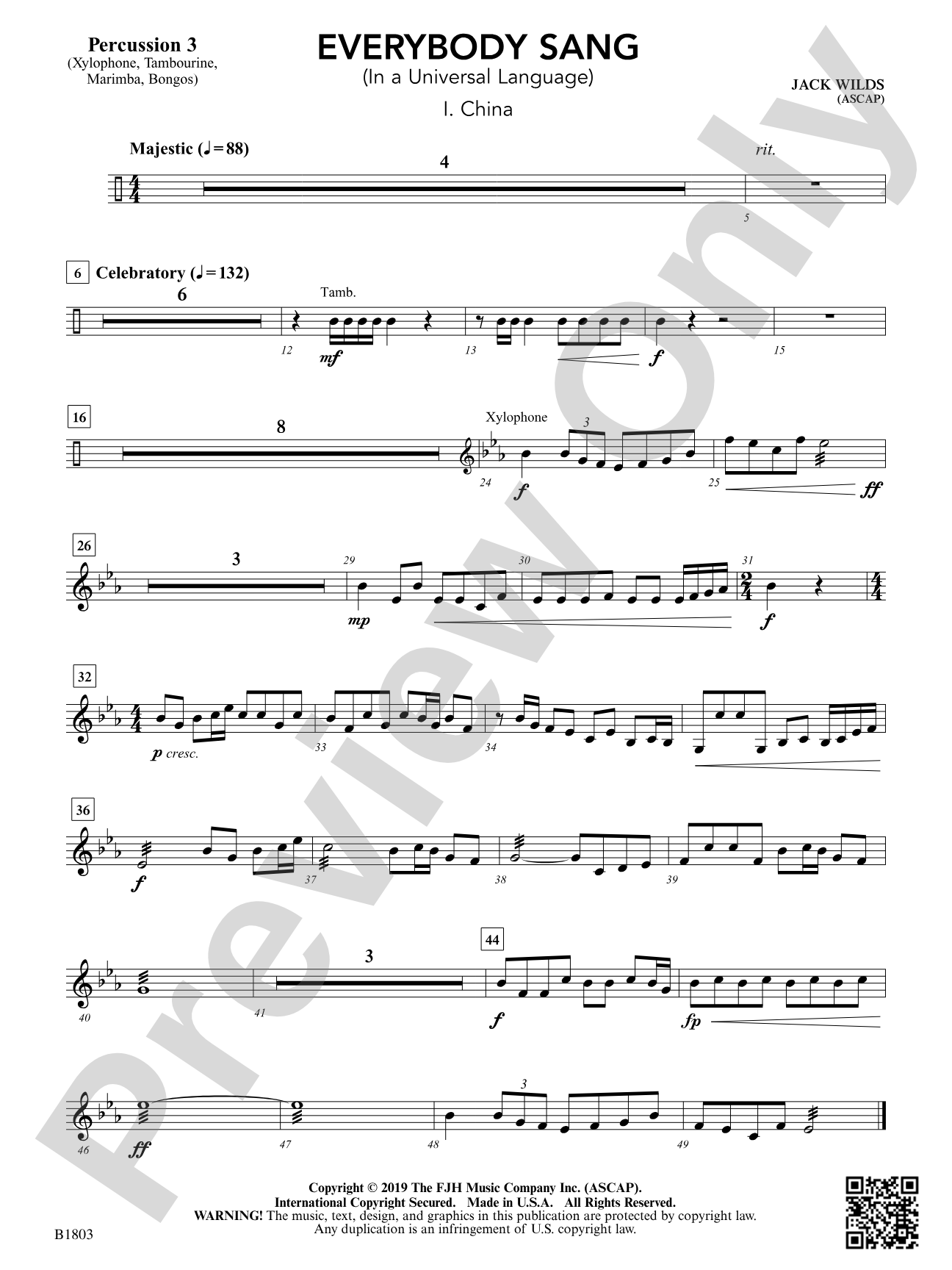 Everybody Sang (In a Universal Language): Percussion 3