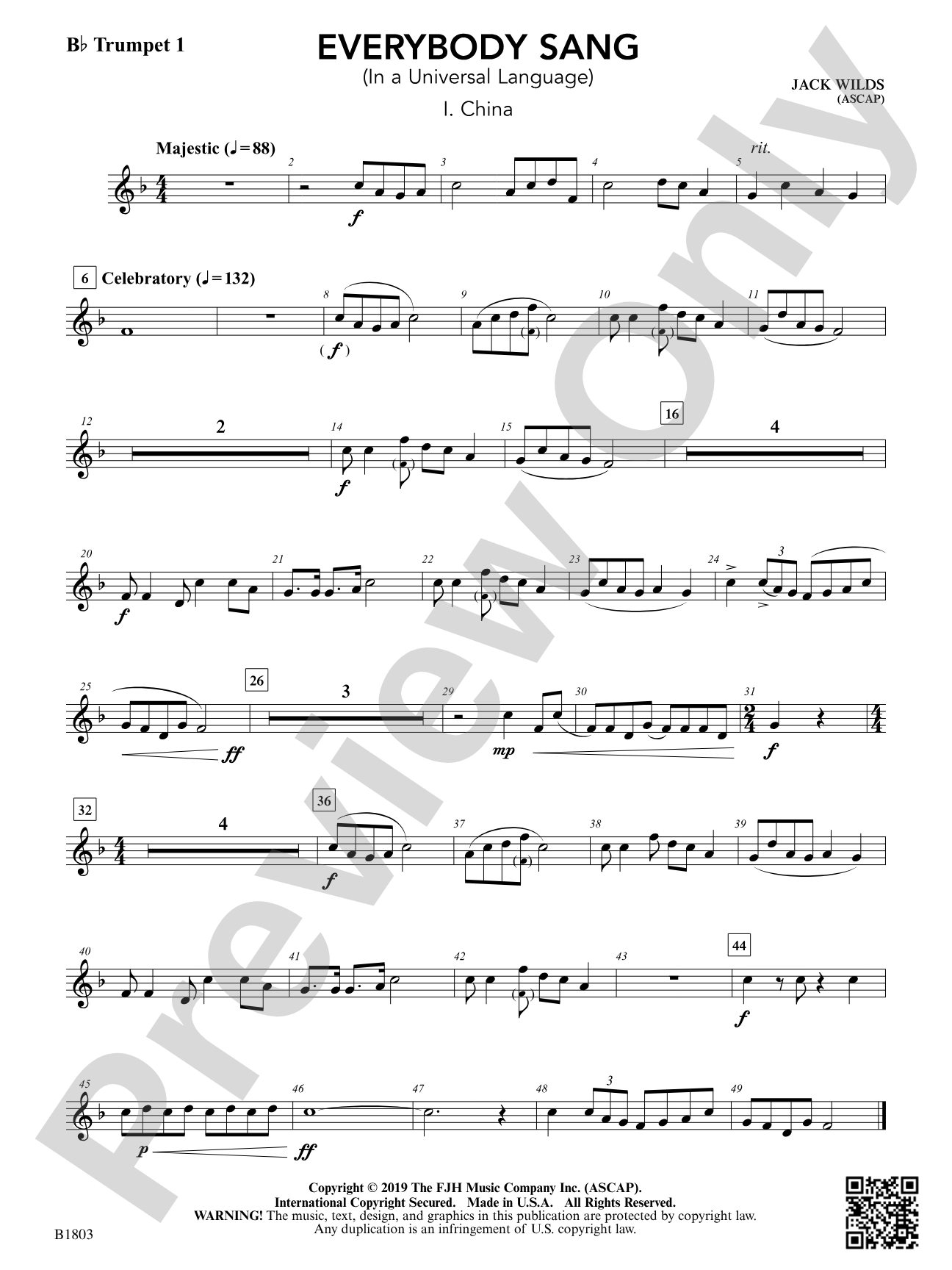 Everybody Sang (In a Universal Language): B-flat Trumpet 1