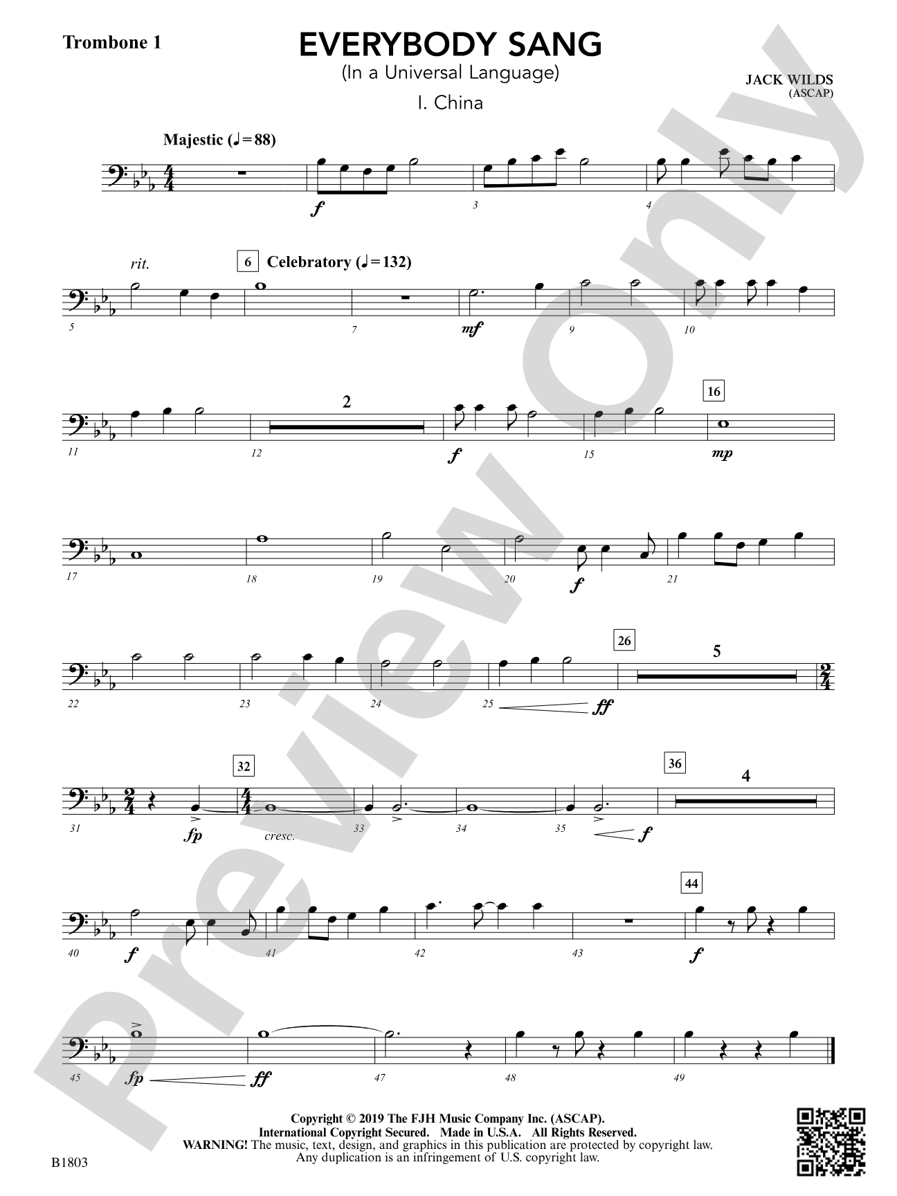 Everybody Sang (In a Universal Language): Trombone 1