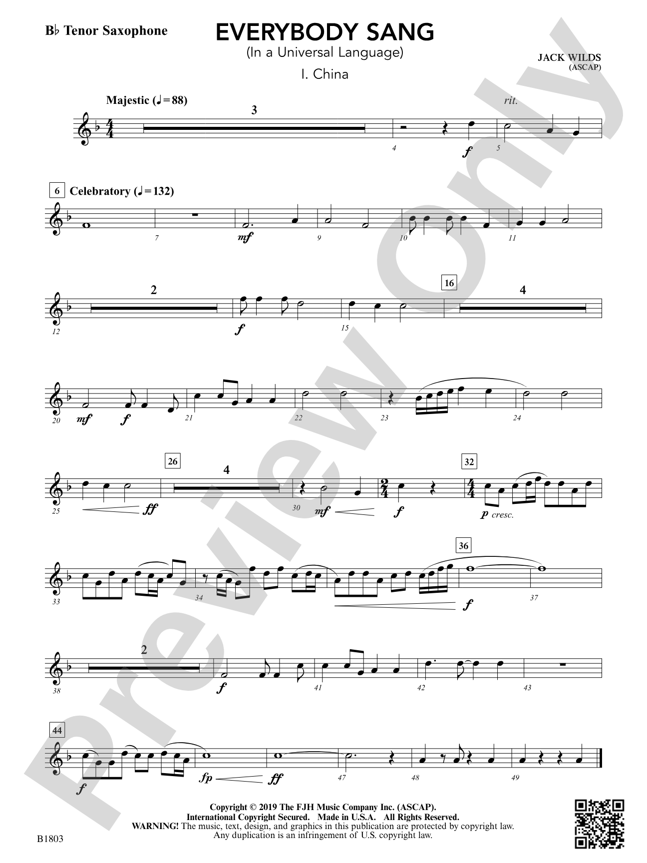 Everybody Sang (In a Universal Language): B-flat Tenor Saxophone