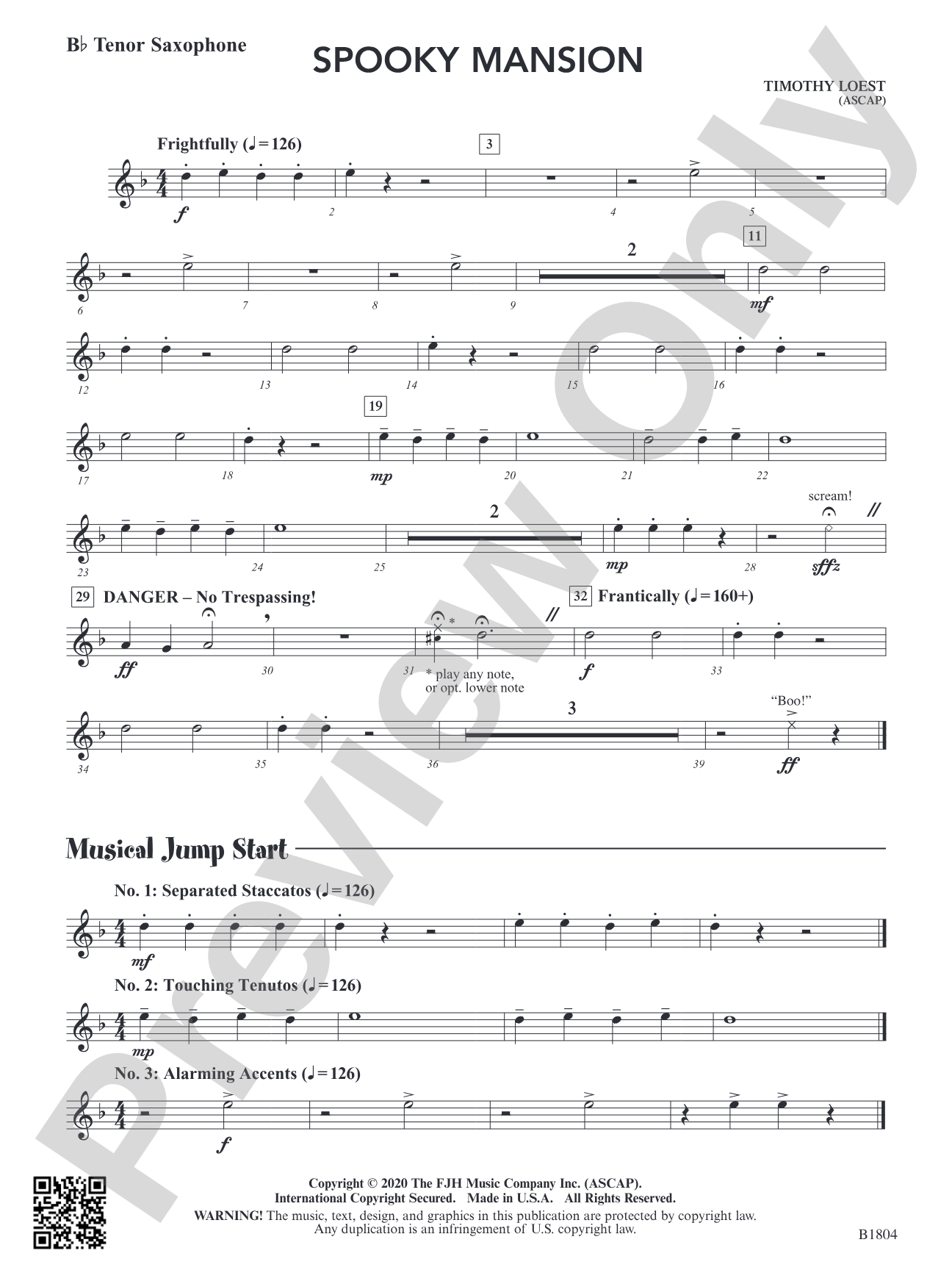 Spooky Mansion: B-flat Tenor Saxophone