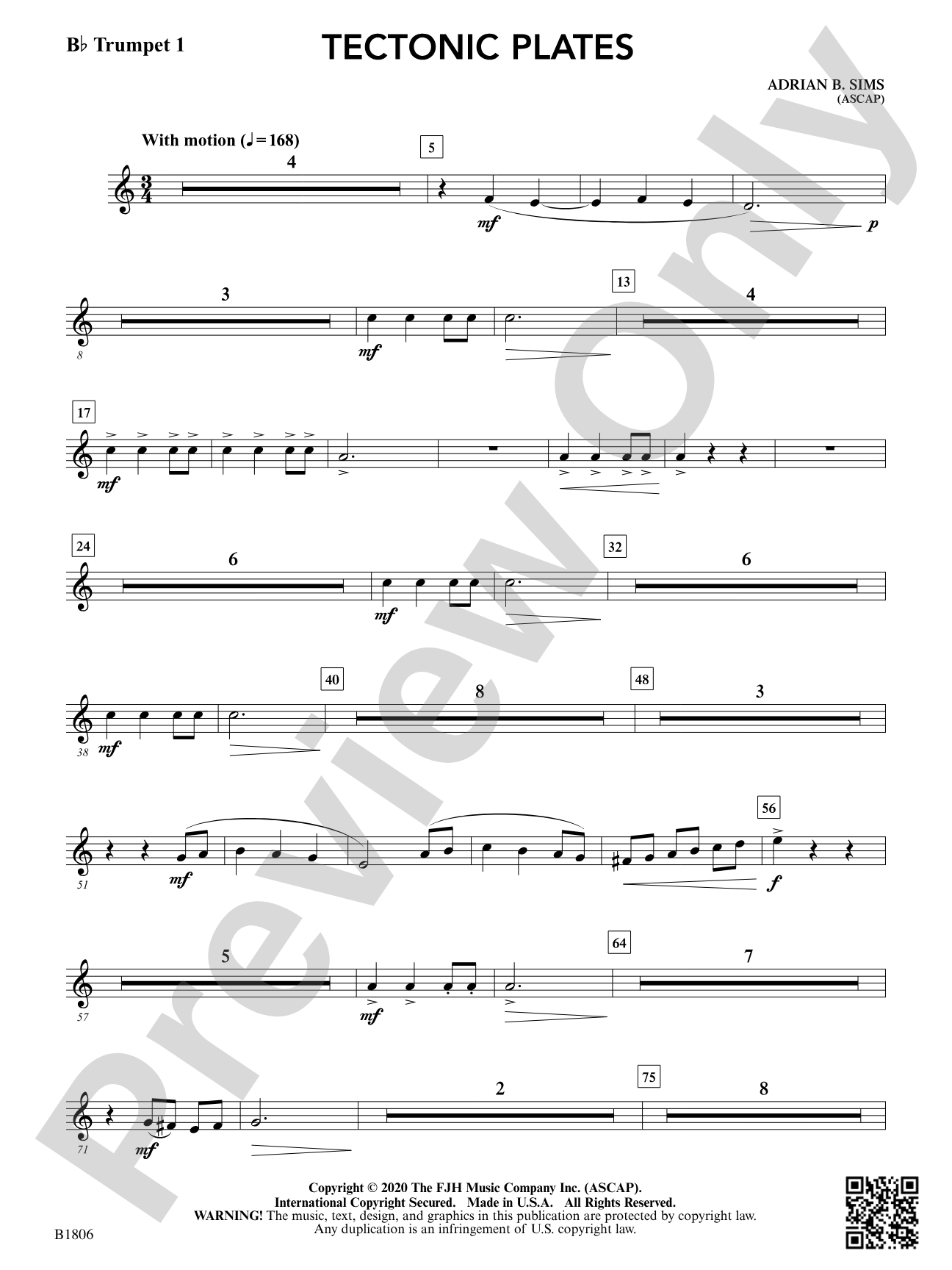 Tectonic Plates: B-flat Trumpet 1