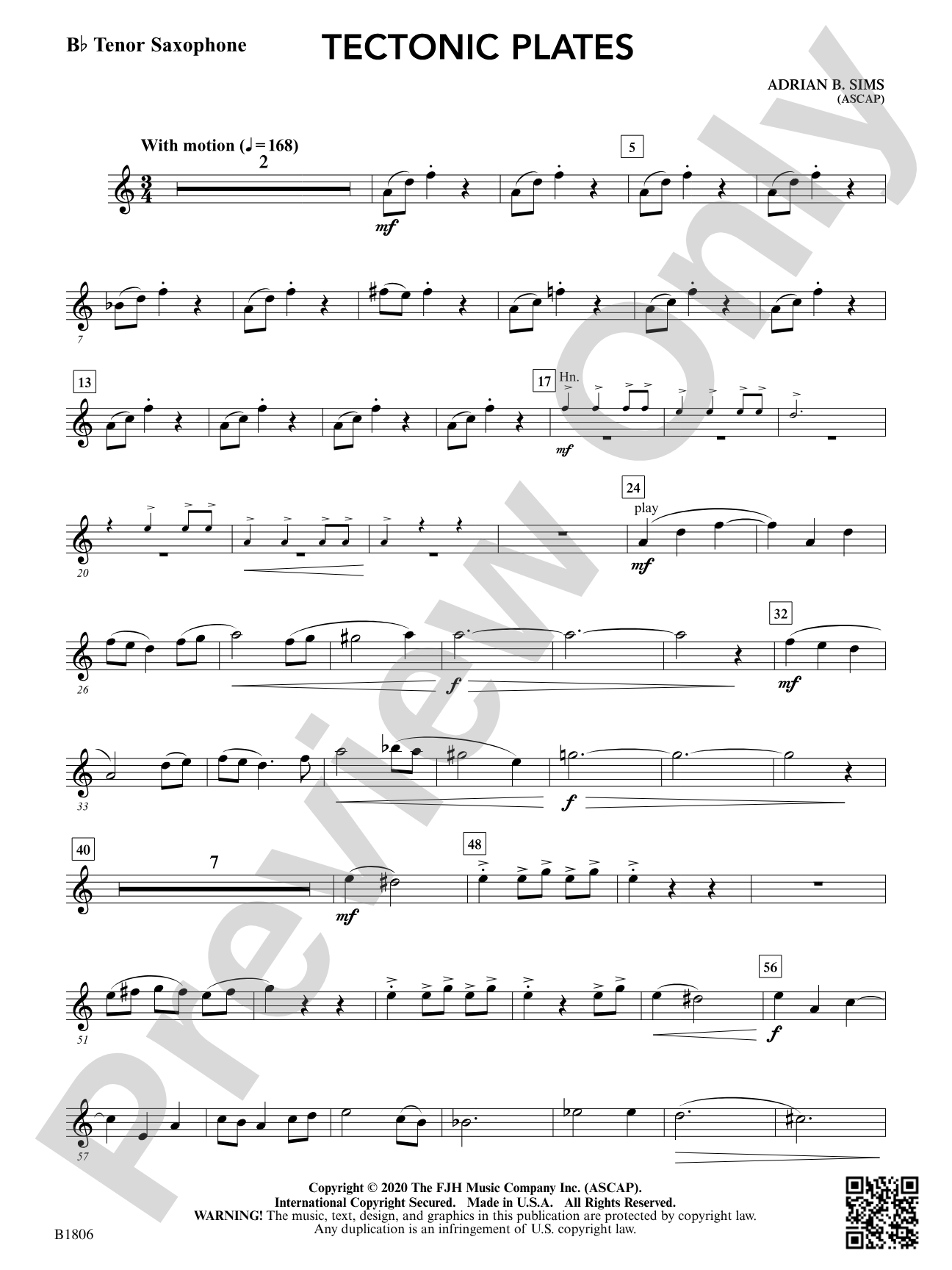 Tectonic Plates: B-flat Tenor Saxophone
