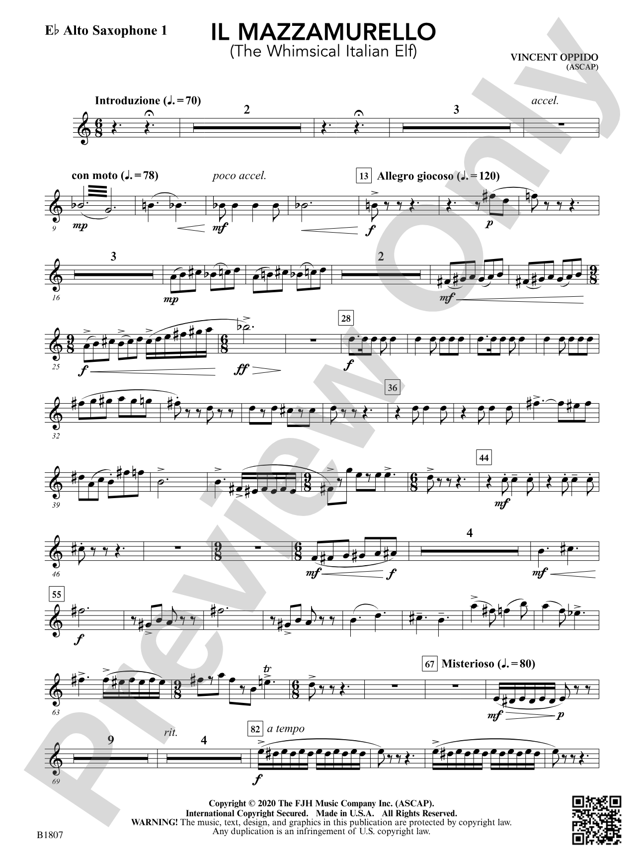 Il Mazzamurello (The Whimsical Italian Elf): E-flat Alto Saxophone 1