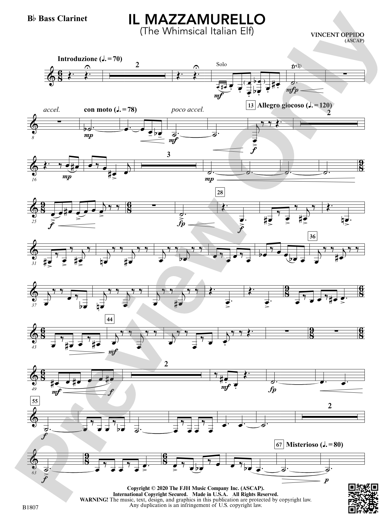 Il Mazzamurello (The Whimsical Italian Elf): B-flat Bass Clarinet