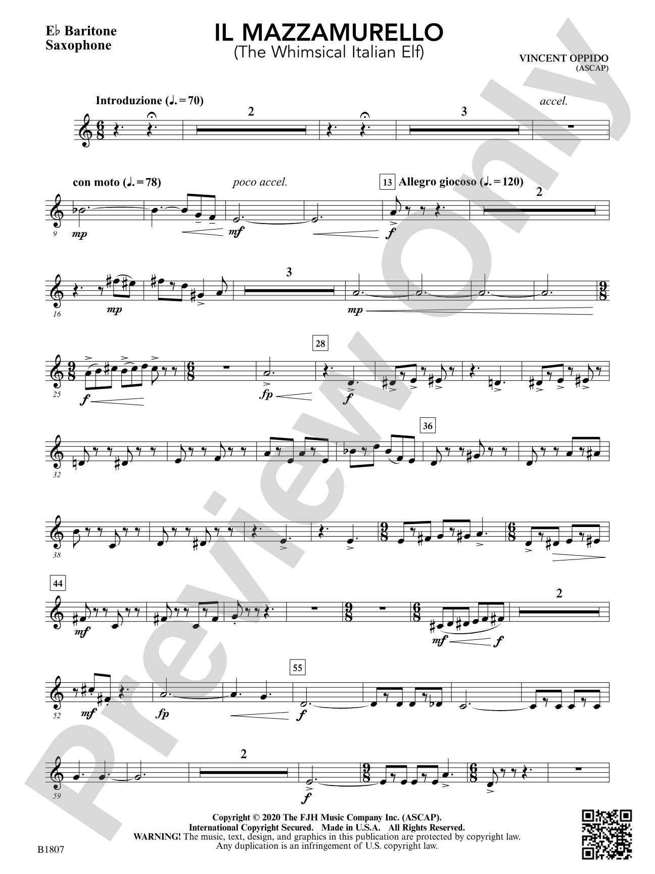Il Mazzamurello (The Whimsical Italian Elf): E-flat Baritone Saxophone