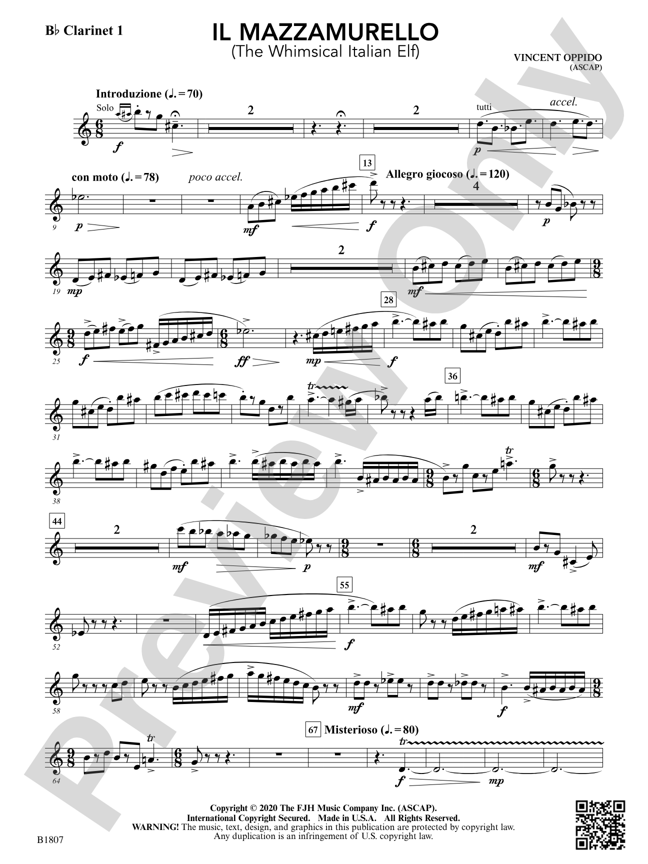 Il Mazzamurello (The Whimsical Italian Elf): B-flat Clarinet 1