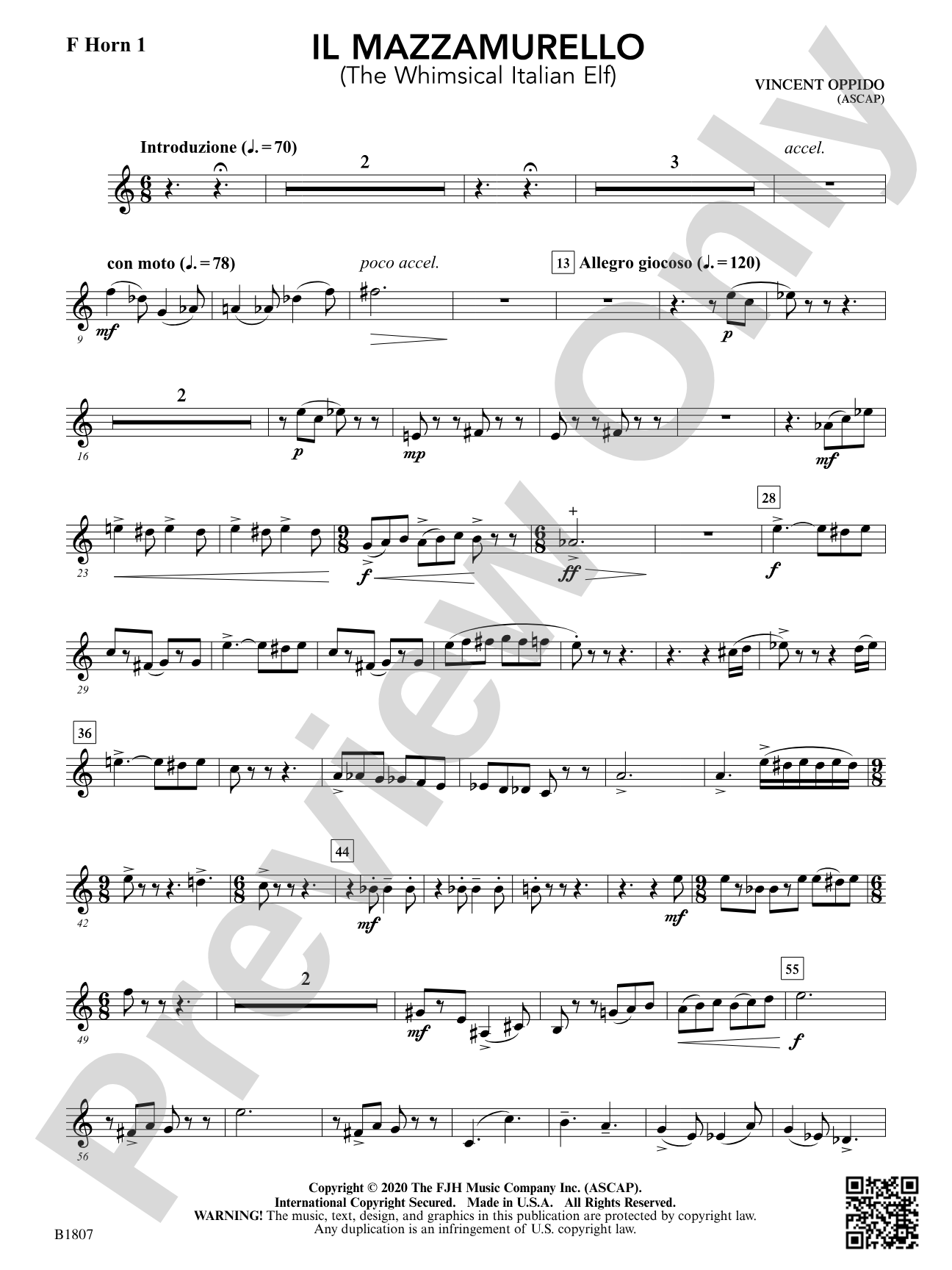 Il Mazzamurello (The Whimsical Italian Elf): F Horn 1