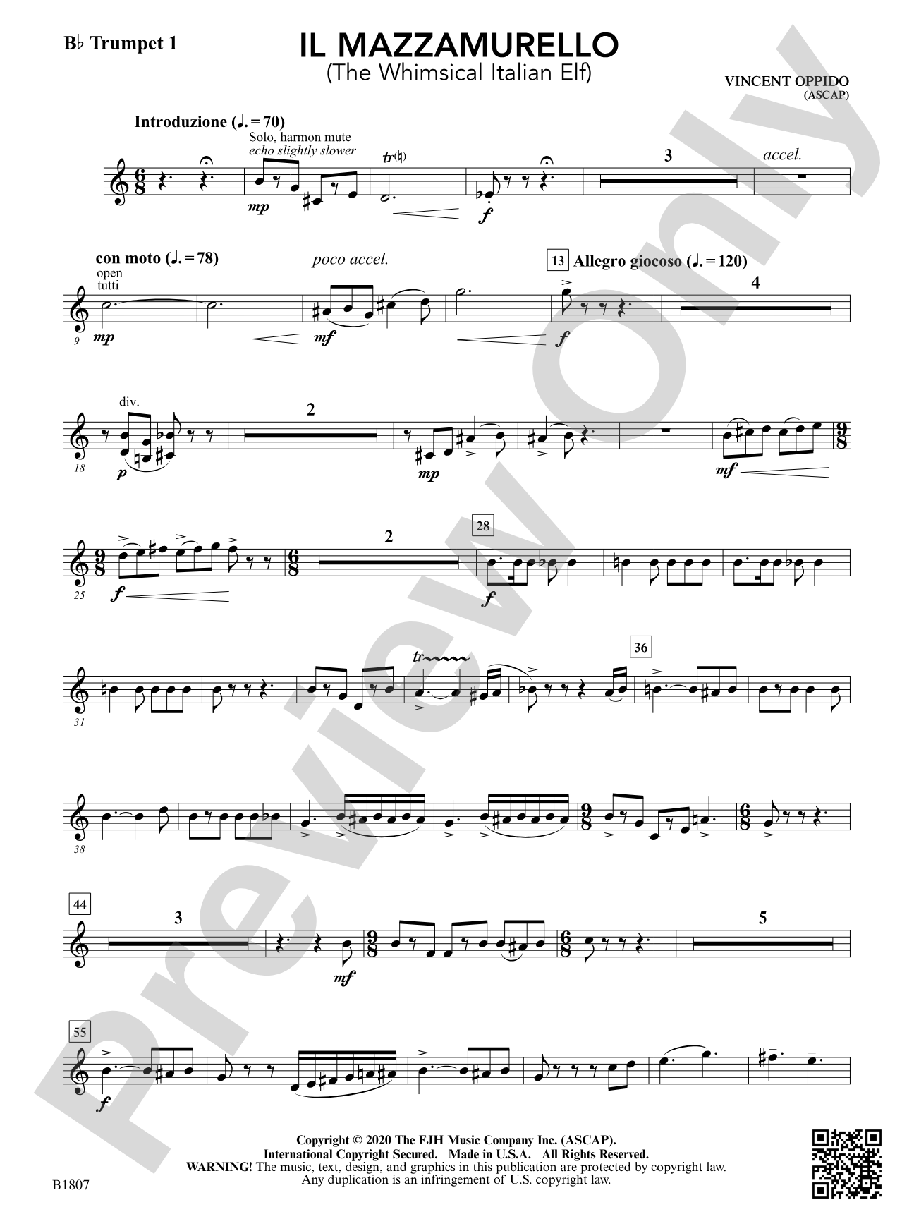 Il Mazzamurello (The Whimsical Italian Elf): B-flat Trumpet 1