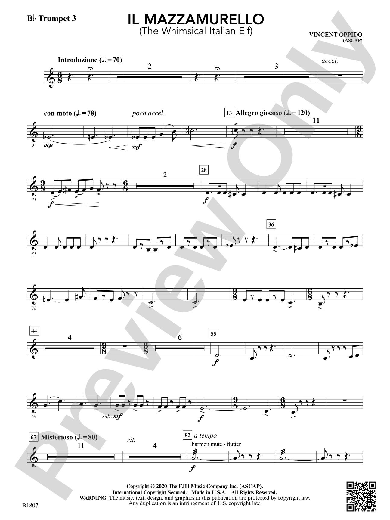 Il Mazzamurello (The Whimsical Italian Elf): B-flat Trumpet 3