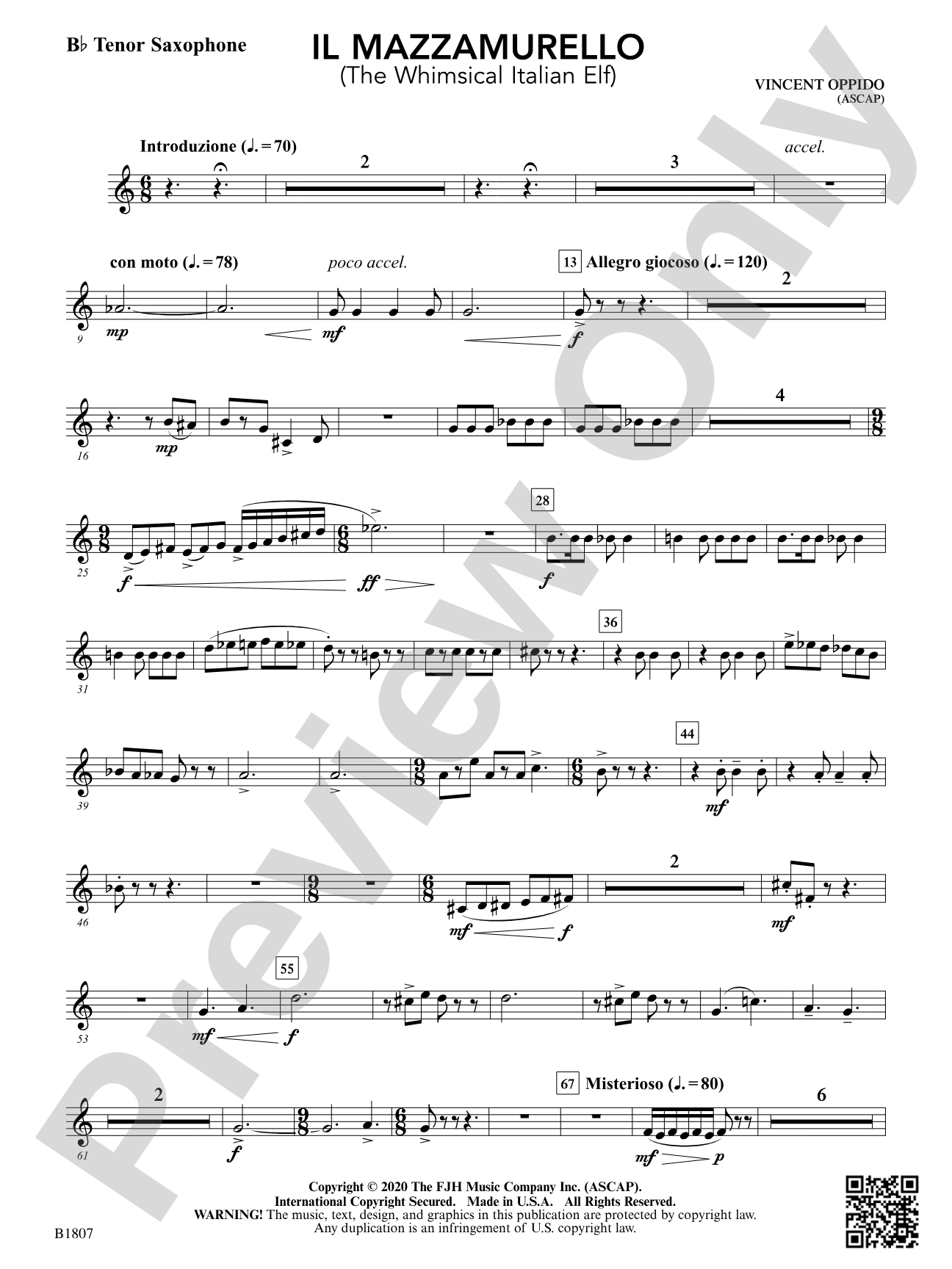 Il Mazzamurello (The Whimsical Italian Elf): B-flat Tenor Saxophone