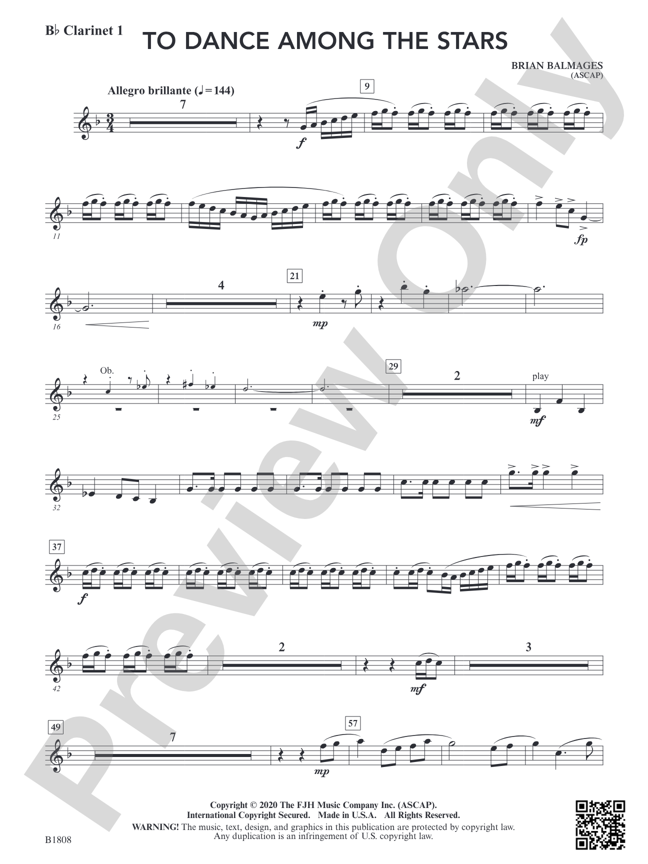 To Dance Among the Stars: B-flat Clarinet 1